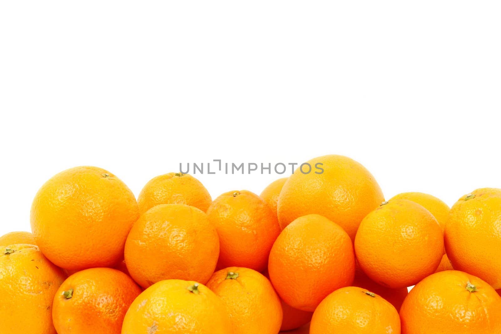 a lot of oranges  isolated on white background