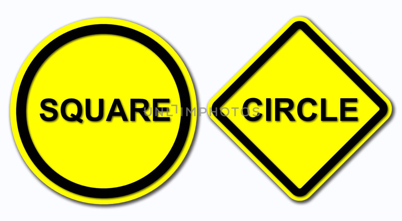 Sign of Suare and Circle on White Background