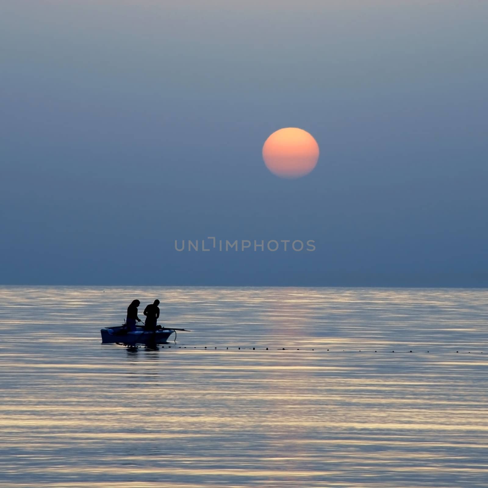 Fishing at sunrise by simply