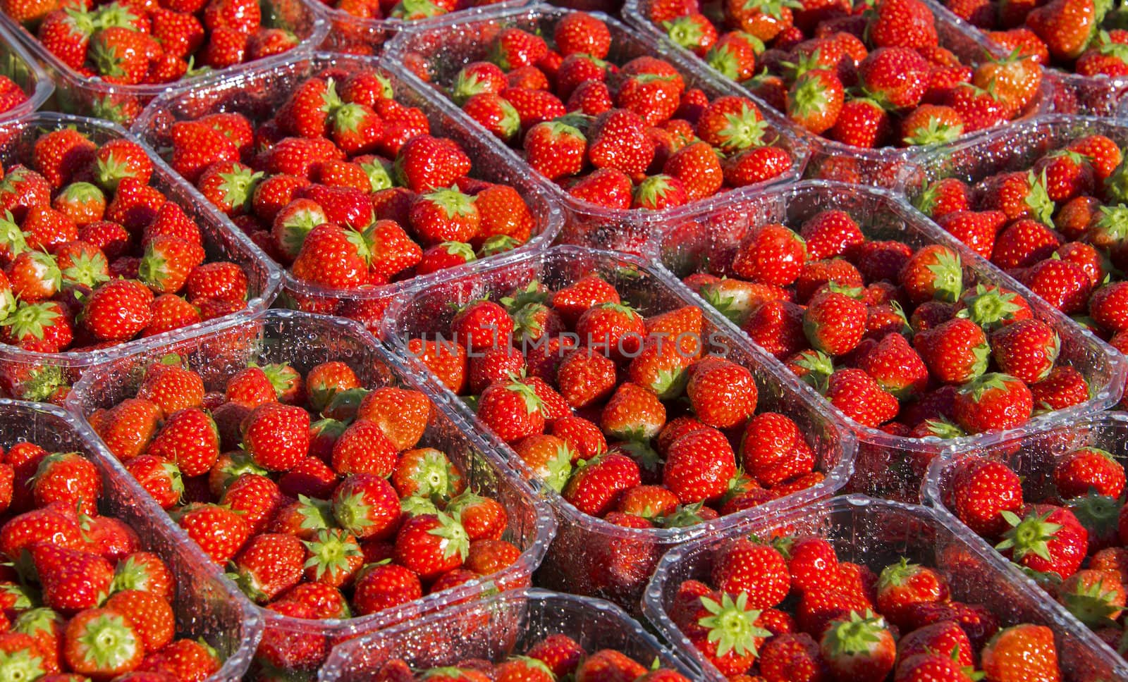 group of red strawberrie on the market