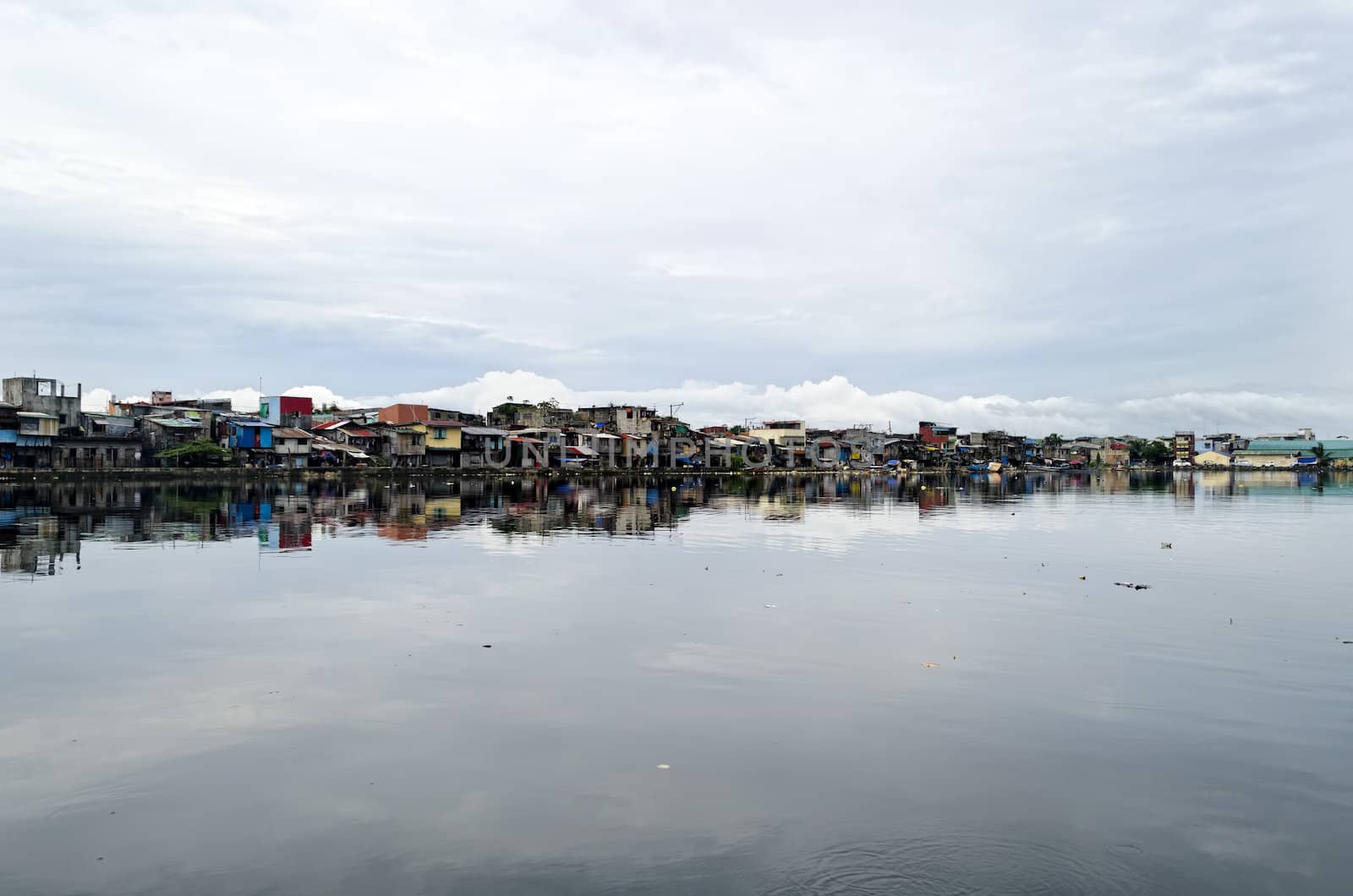 Rows of houses along the Malabon River in Metro Manila, Philippines