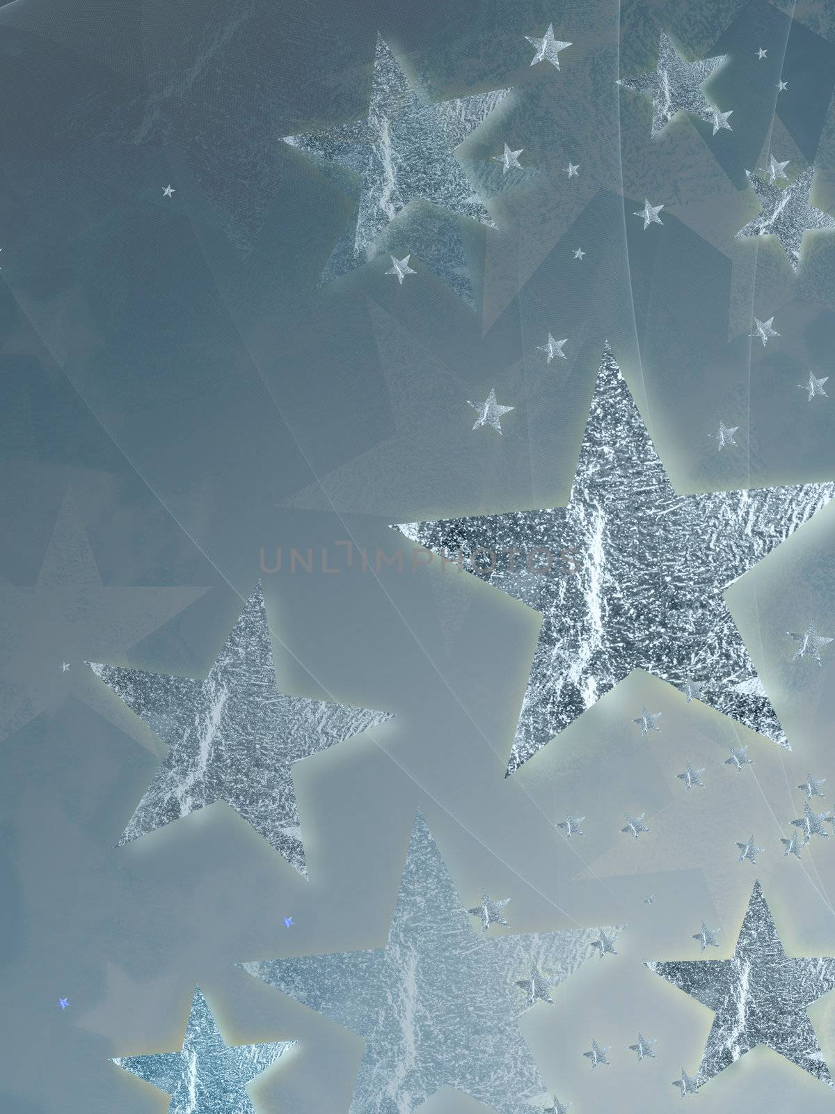 shining silver stars over grey background, abstract christmas card