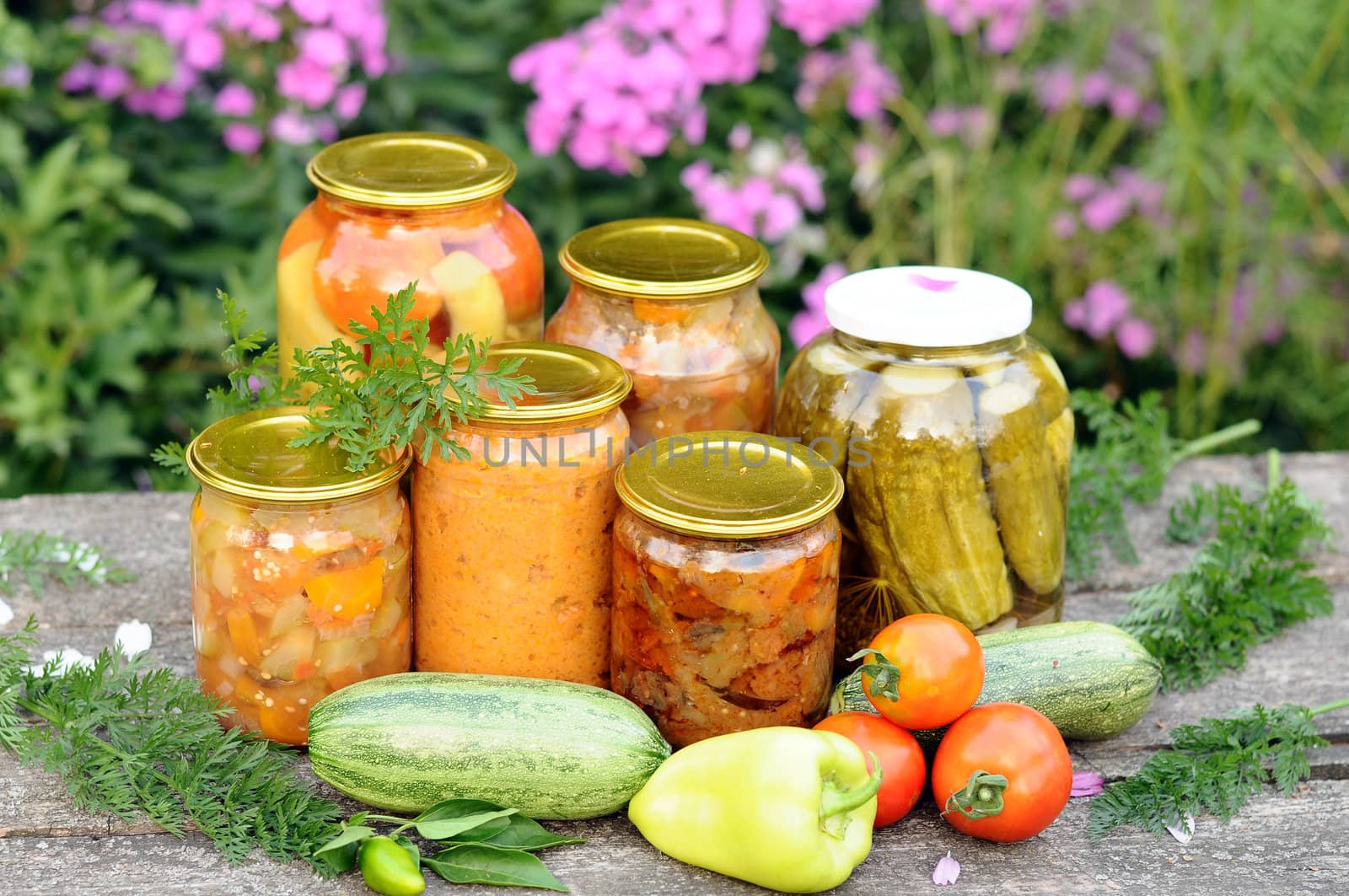 Home canning, canned vegetables by olgavolodina