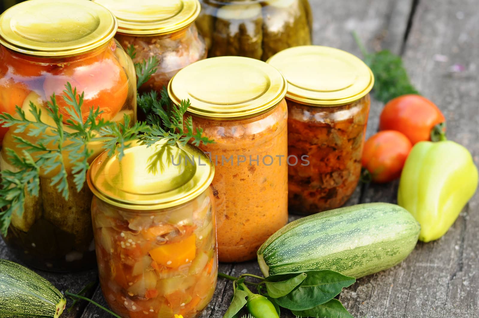 Home canning, canned vegetables by olgavolodina