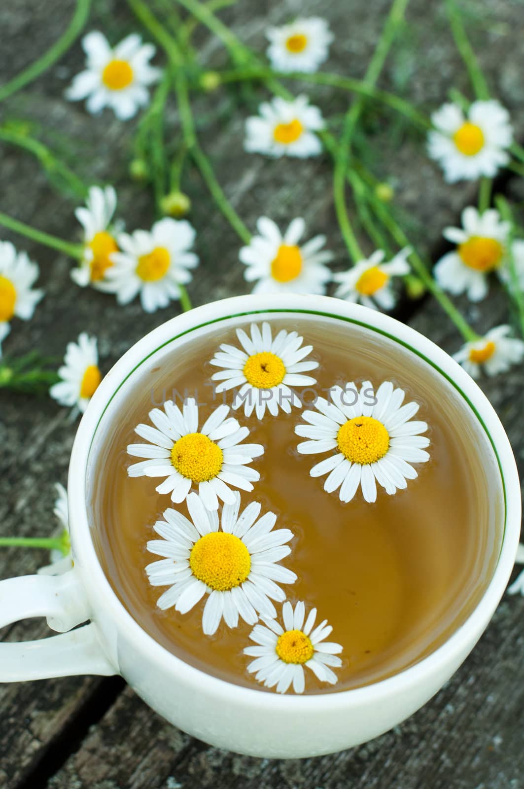 Herbal tea of chamomile flowers