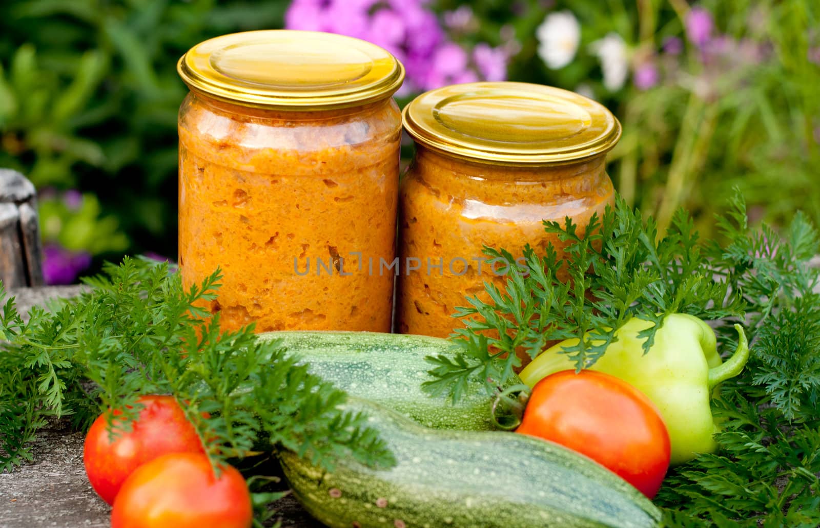 canned vegetables zucchini in a glass jar