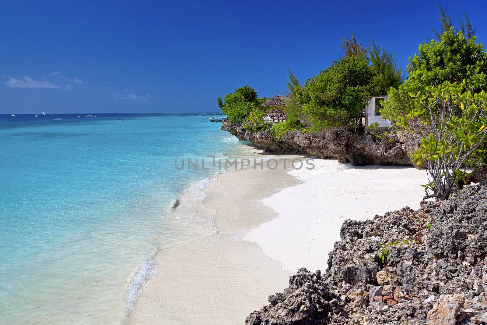 Crystal clear waters at Zanzibar beach in Tanzania