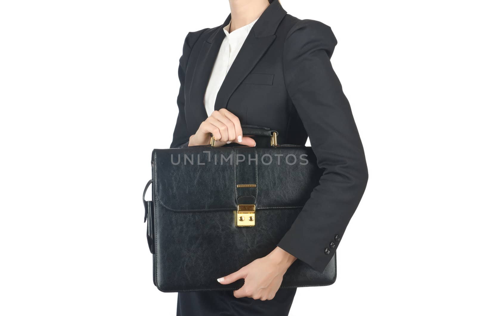 Close up of briefcase and businesswoman by Elnur