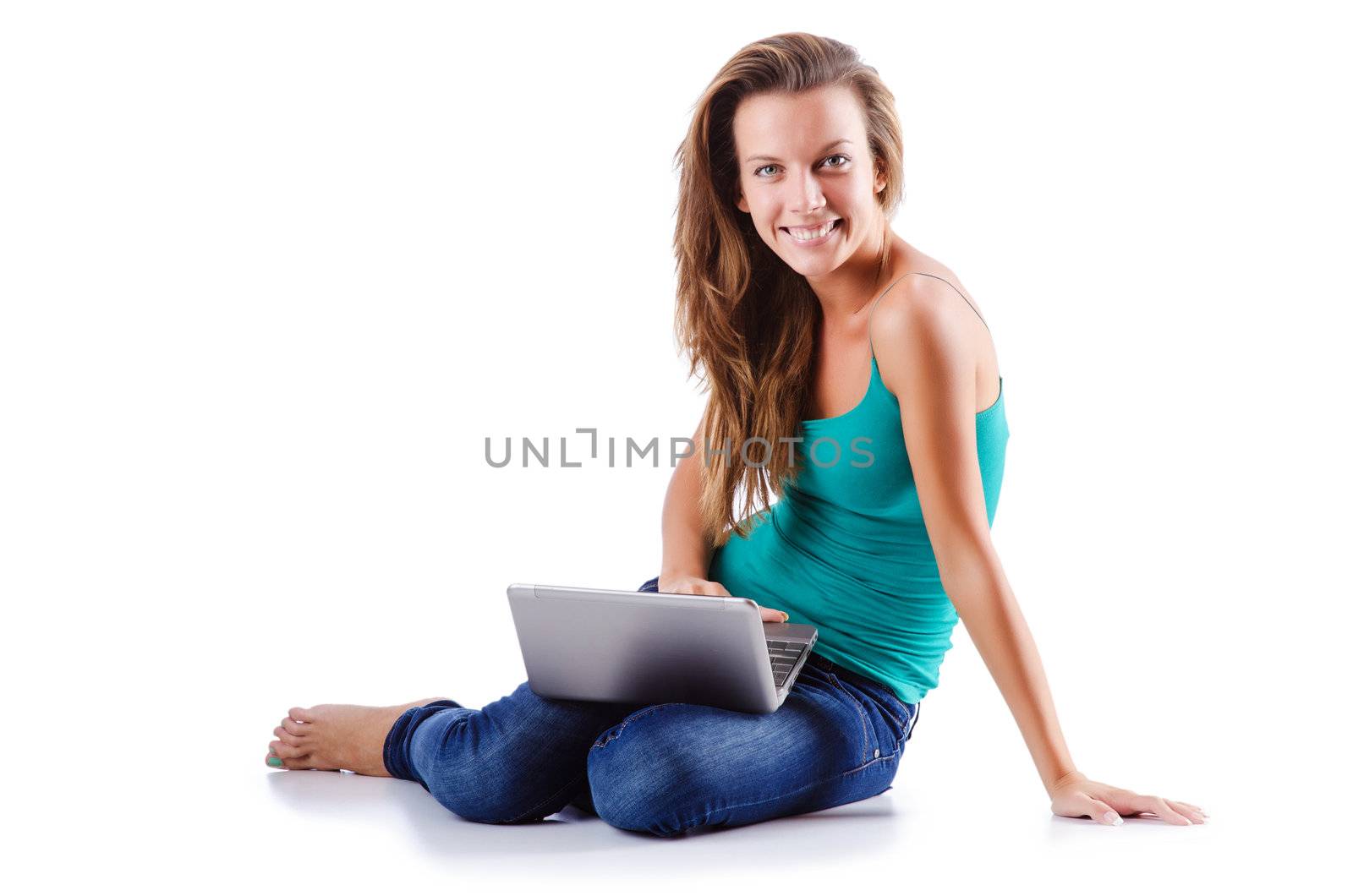 Student studying with his laptop