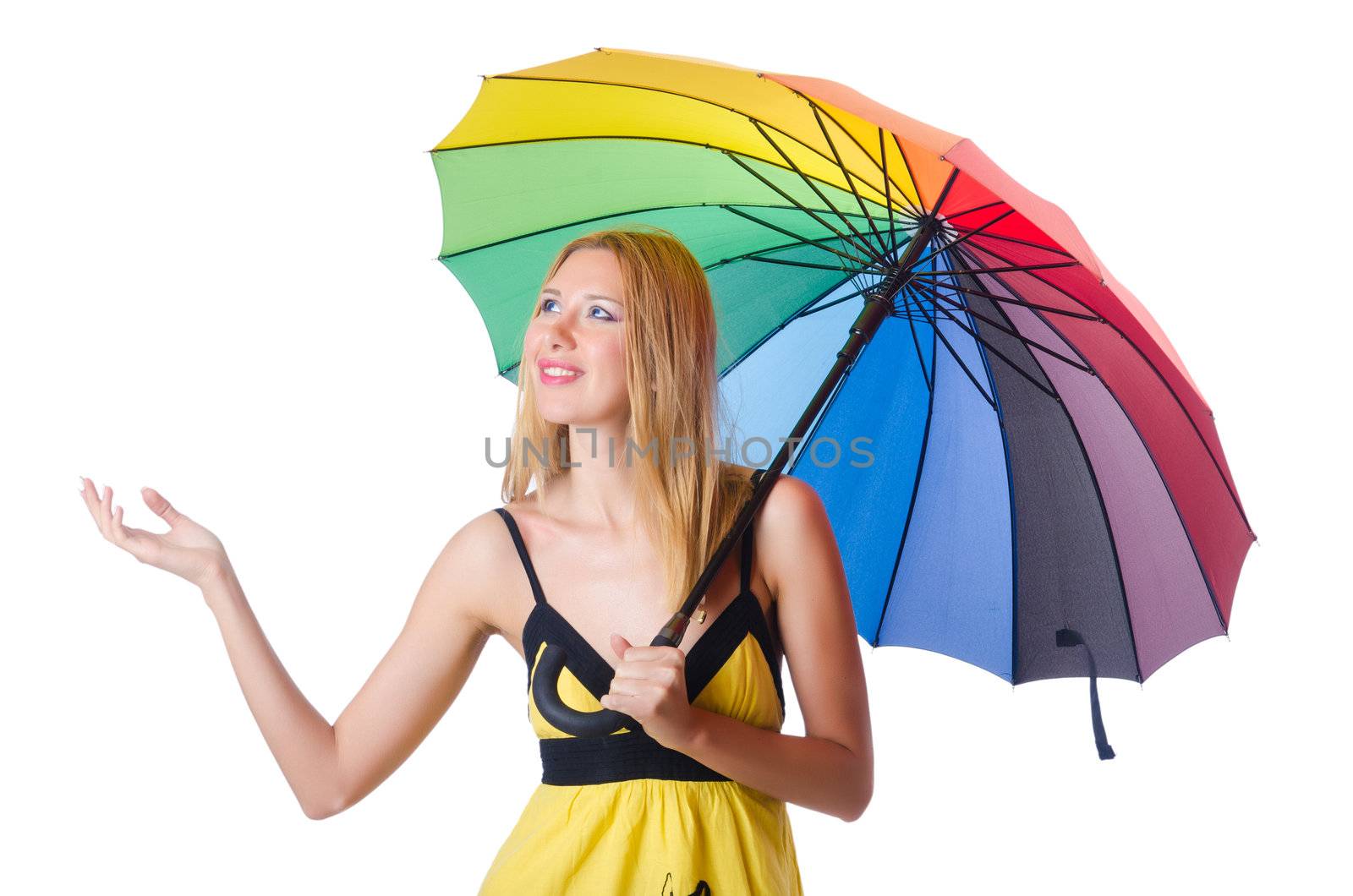Young woman with colourful umbrella by Elnur