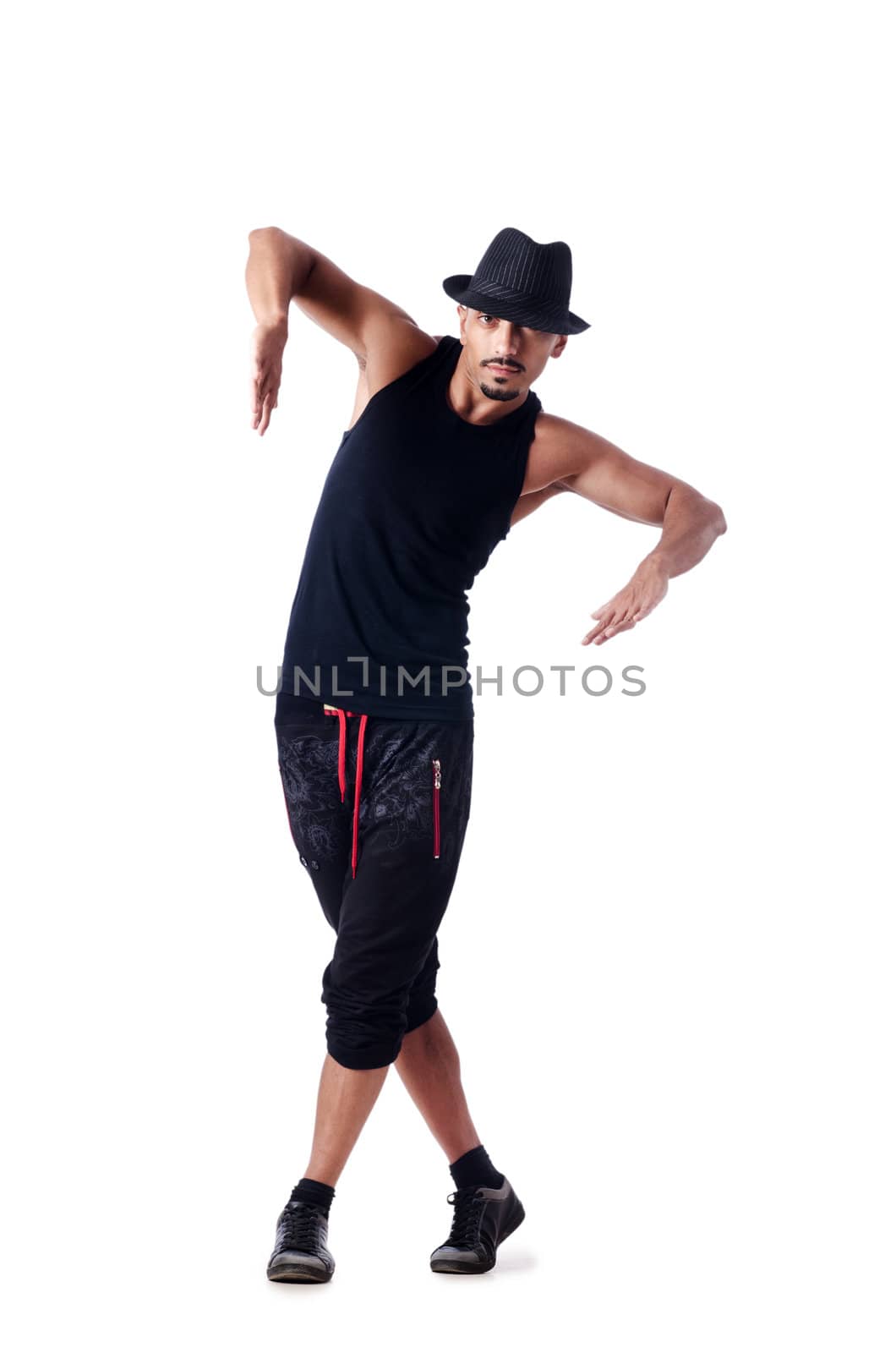 Muscular dancer isolated on white