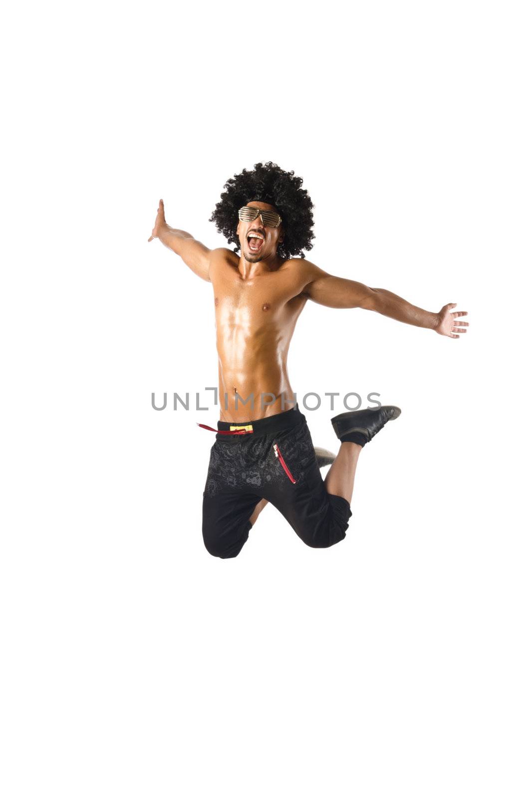 Funny dancer isolated on the white