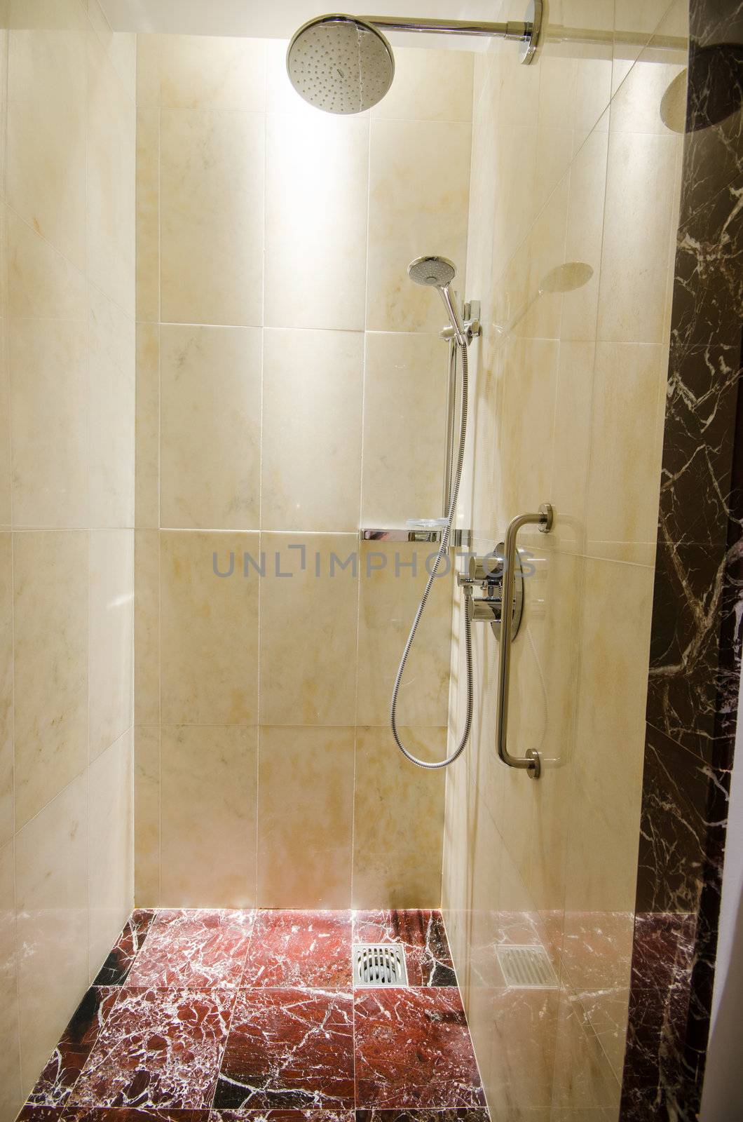 Interior of bathroom with shower