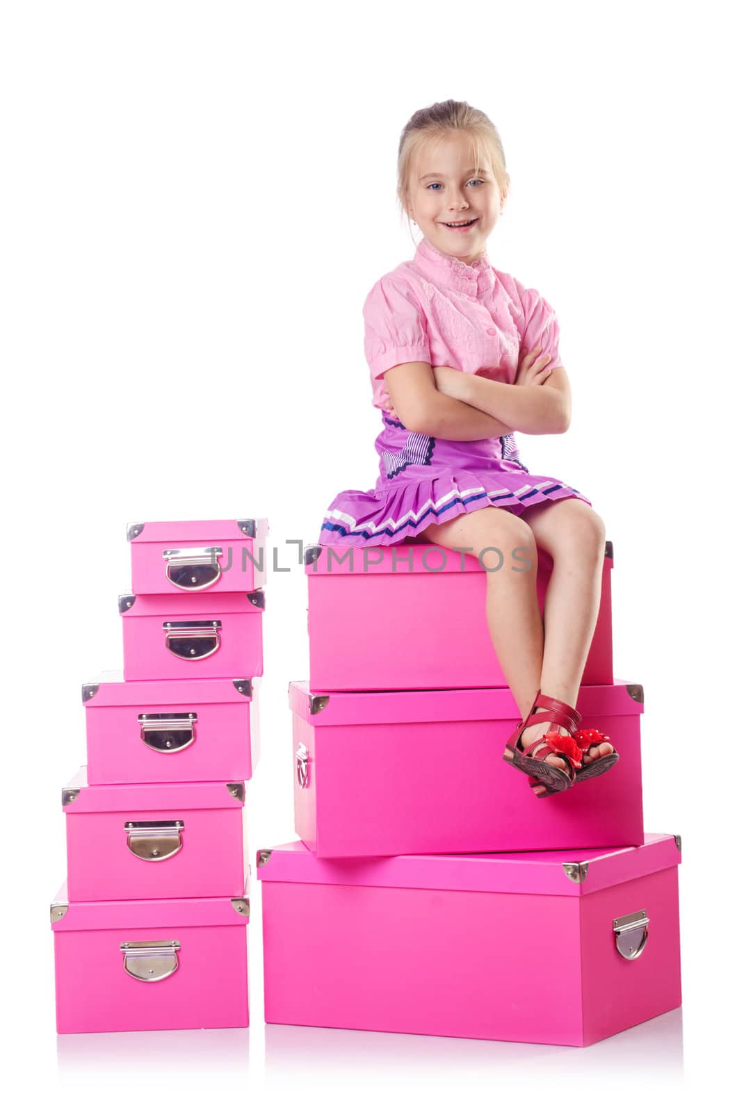 Little cute girl with lots of boxes by Elnur