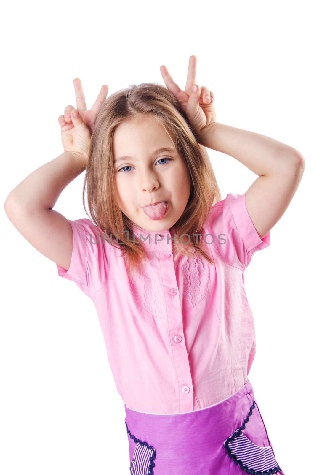 Cute little girl isolated on the white