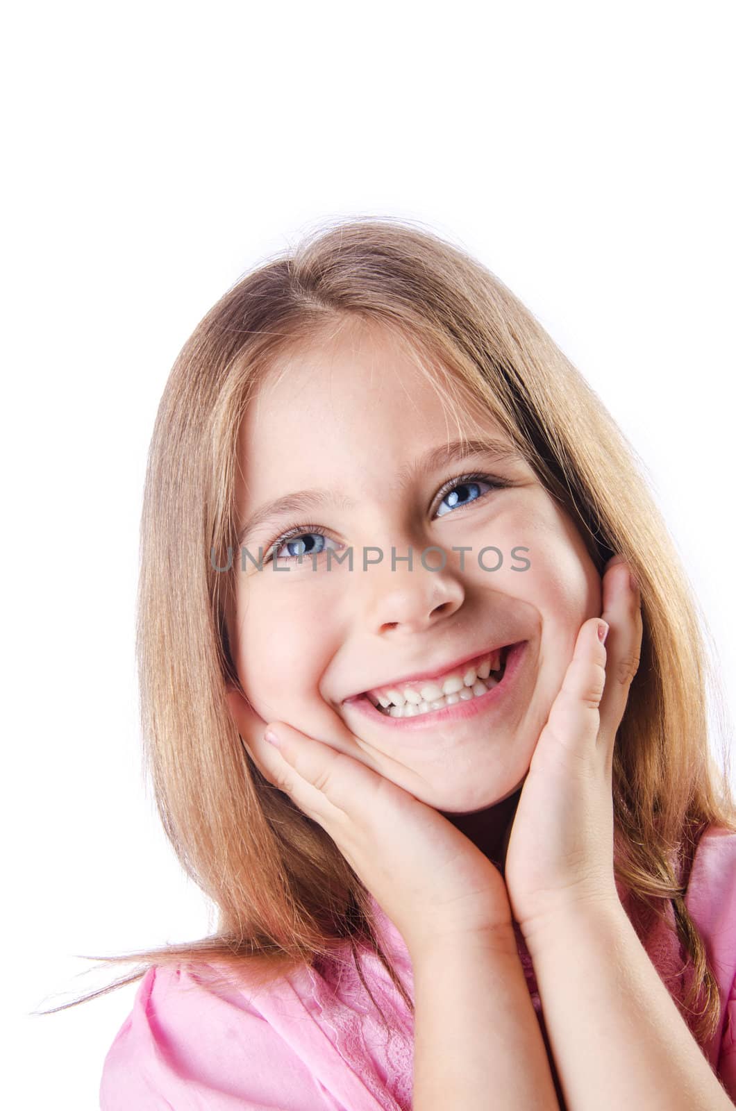 Cute little girl isolated on the white