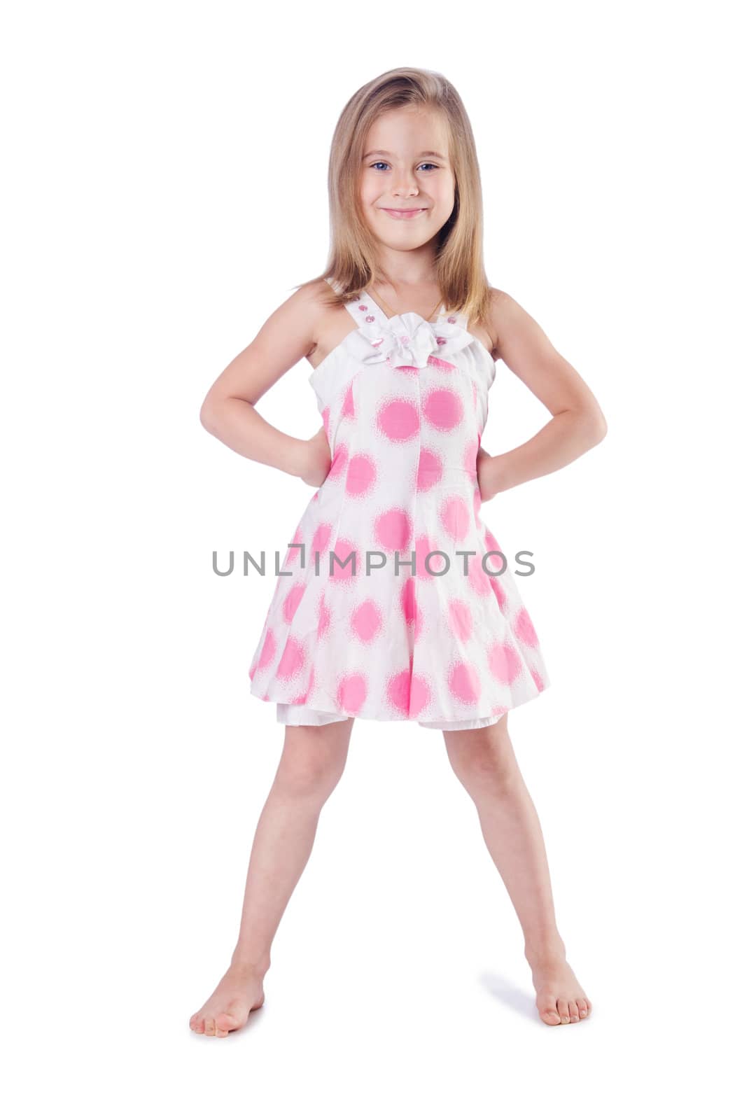 Cute little girl isolated on the white