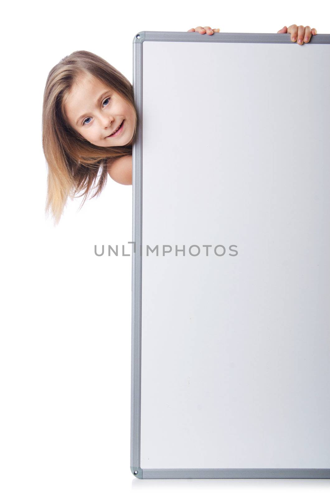 Cute little girl isolated on the white by Elnur