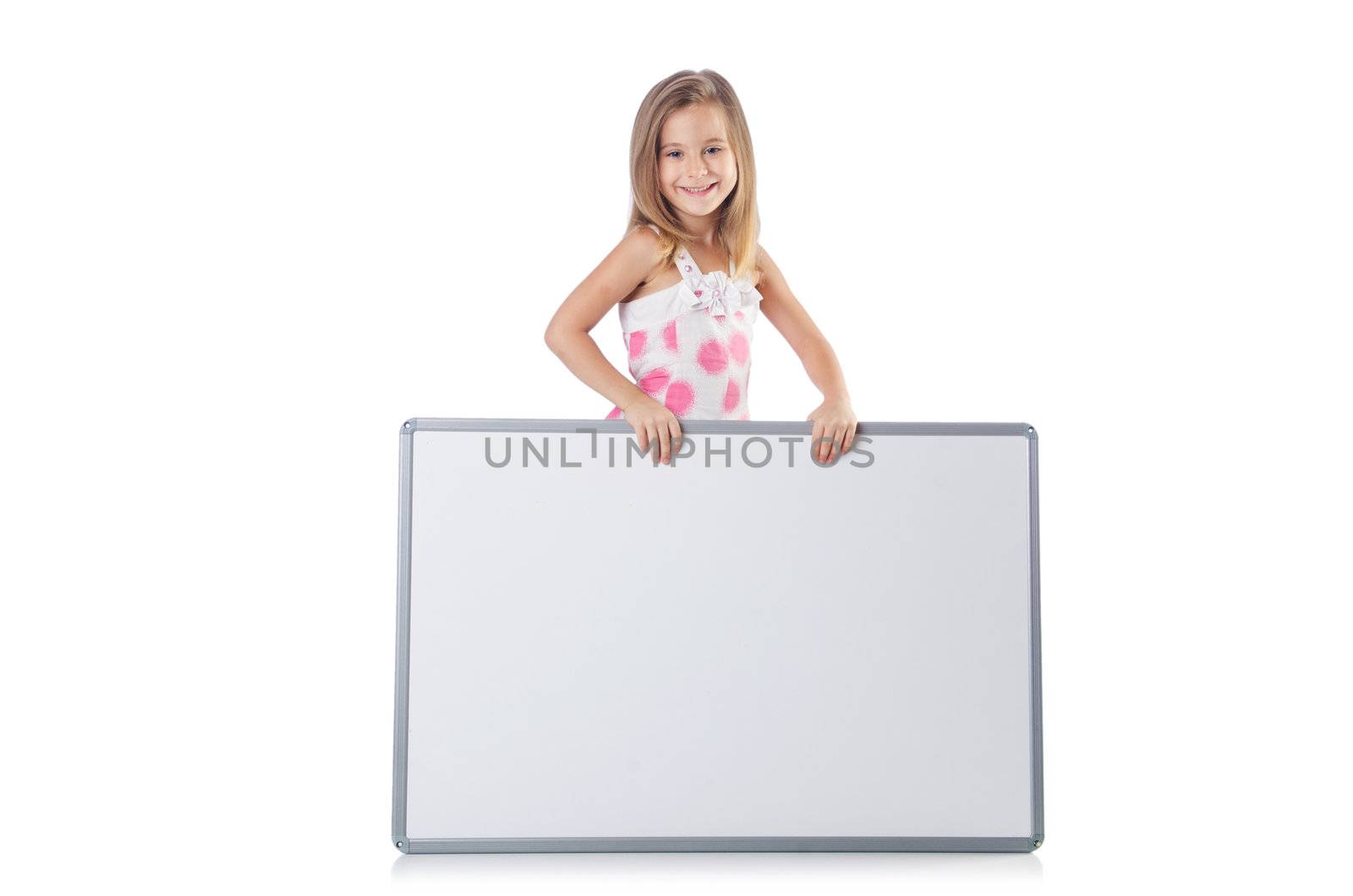 Cute little girl isolated on the white