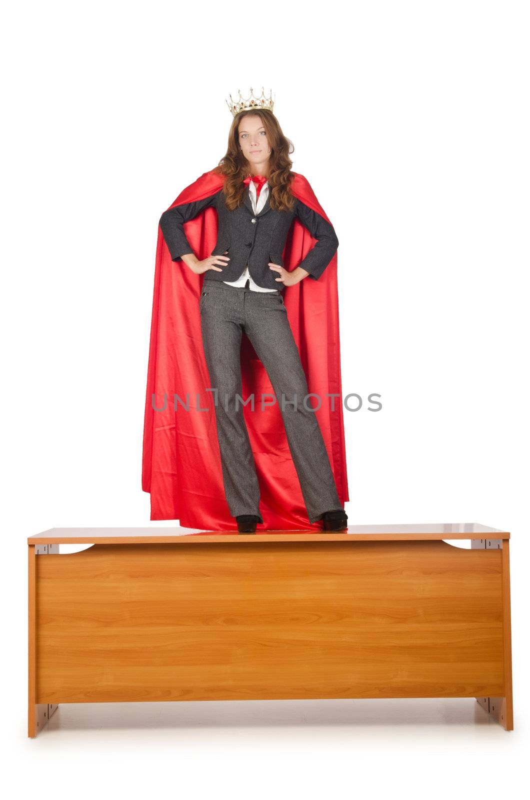 Queen businessman standing on the desk