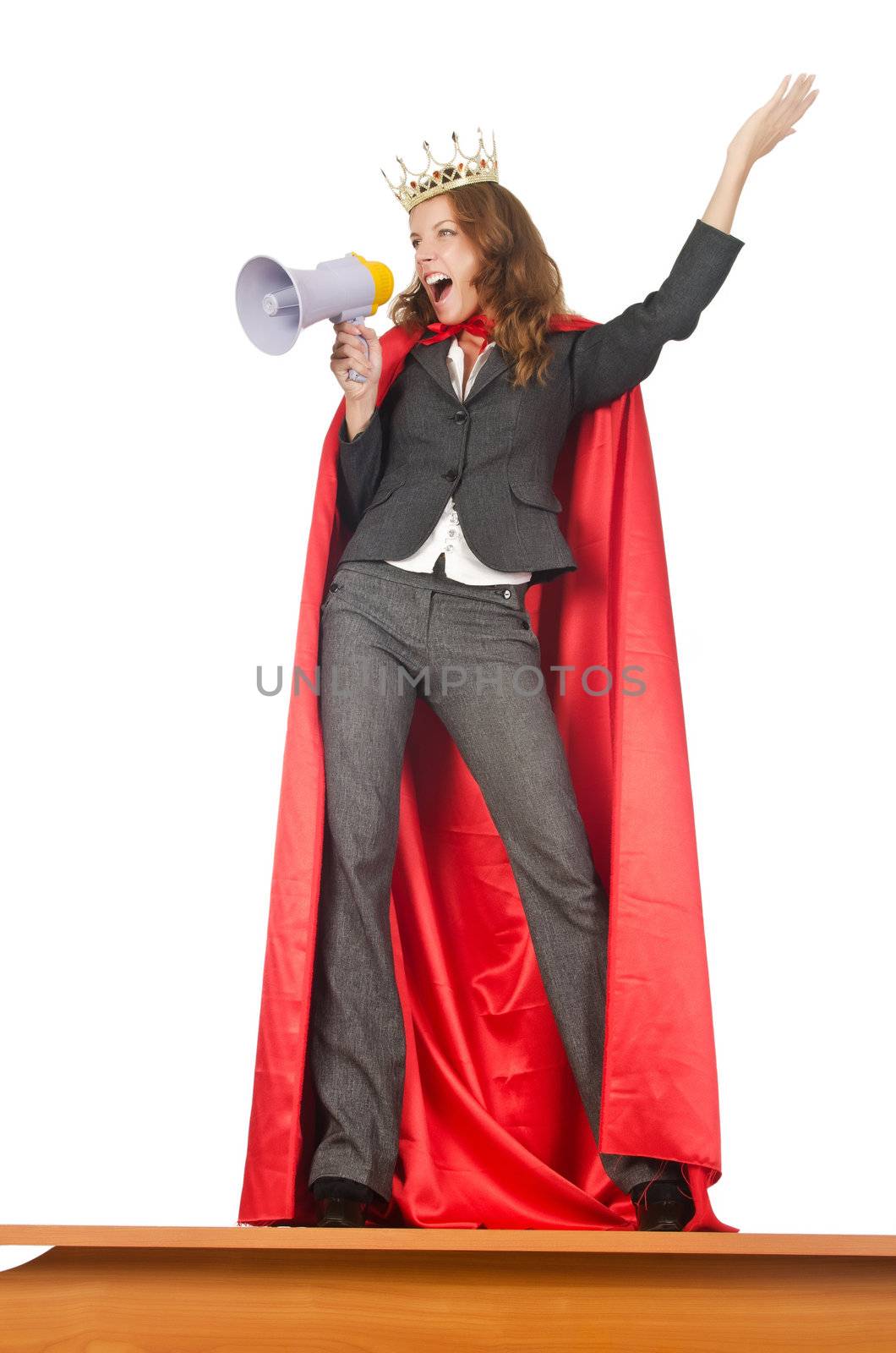 Queen businessman standing on the desk