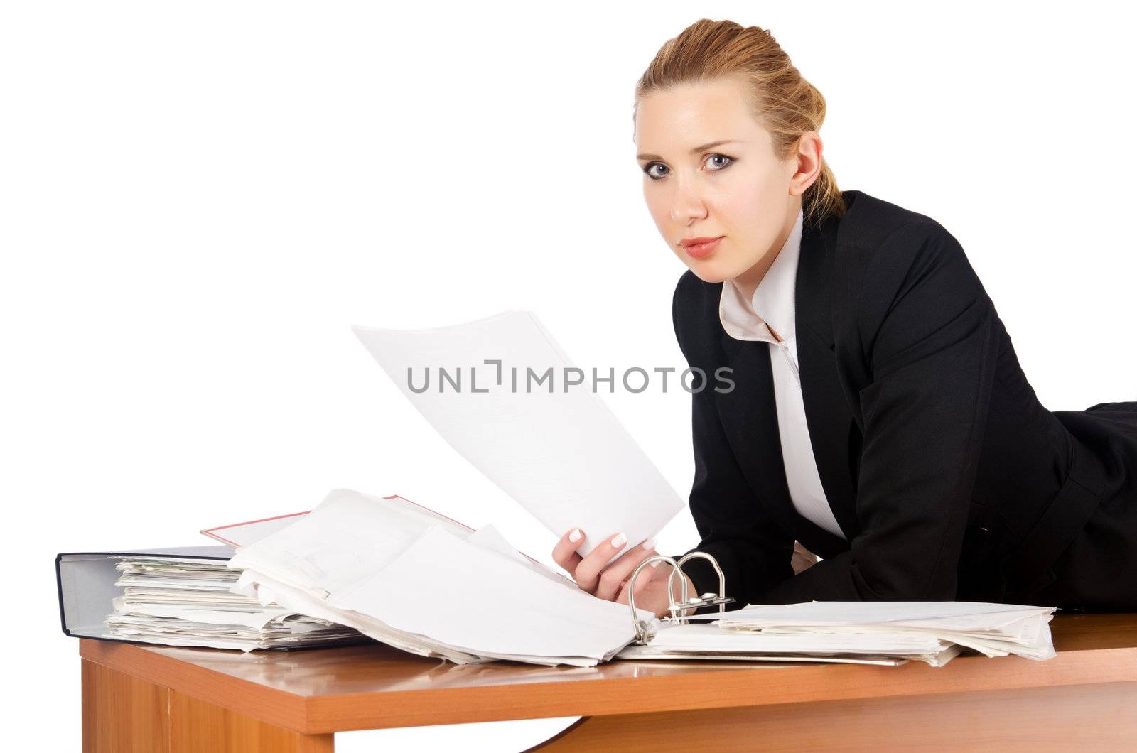 Woman with lots of work