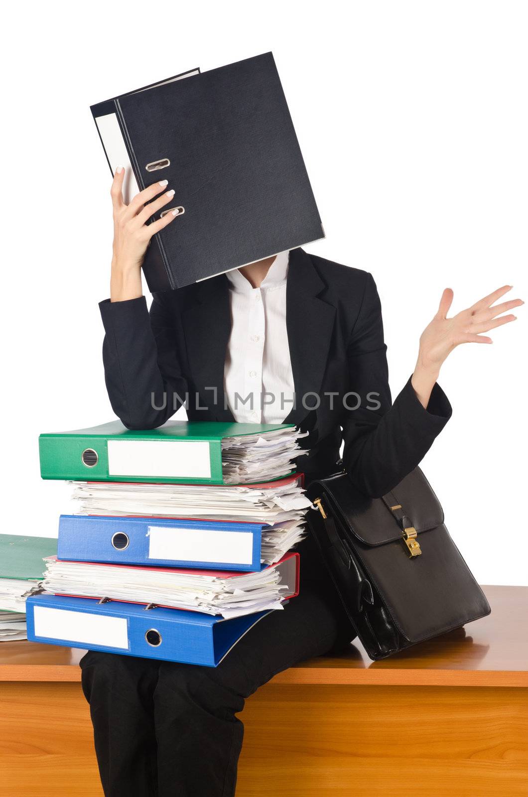 Woman with lots of work