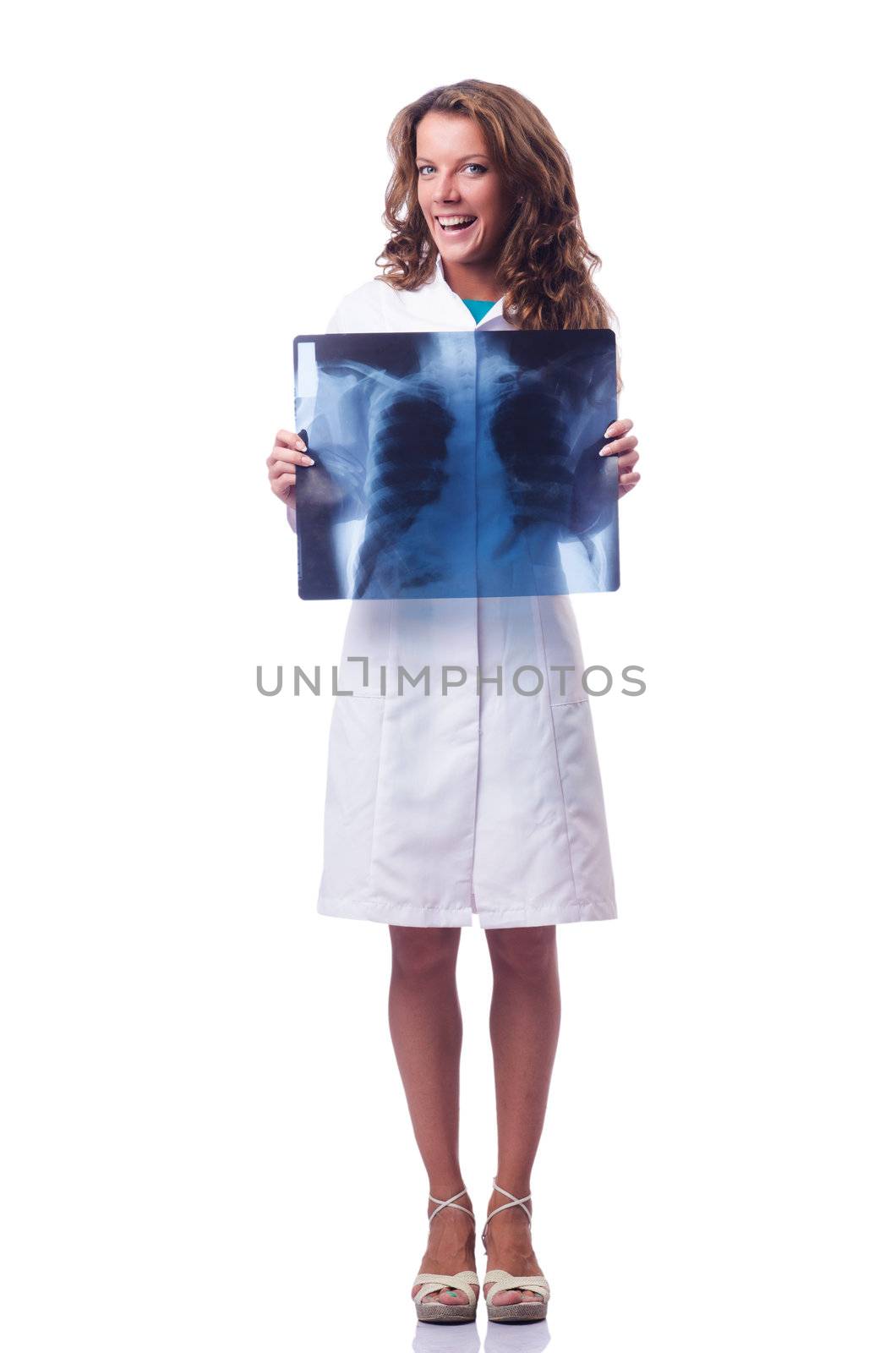 Female doctor with x-ray scan