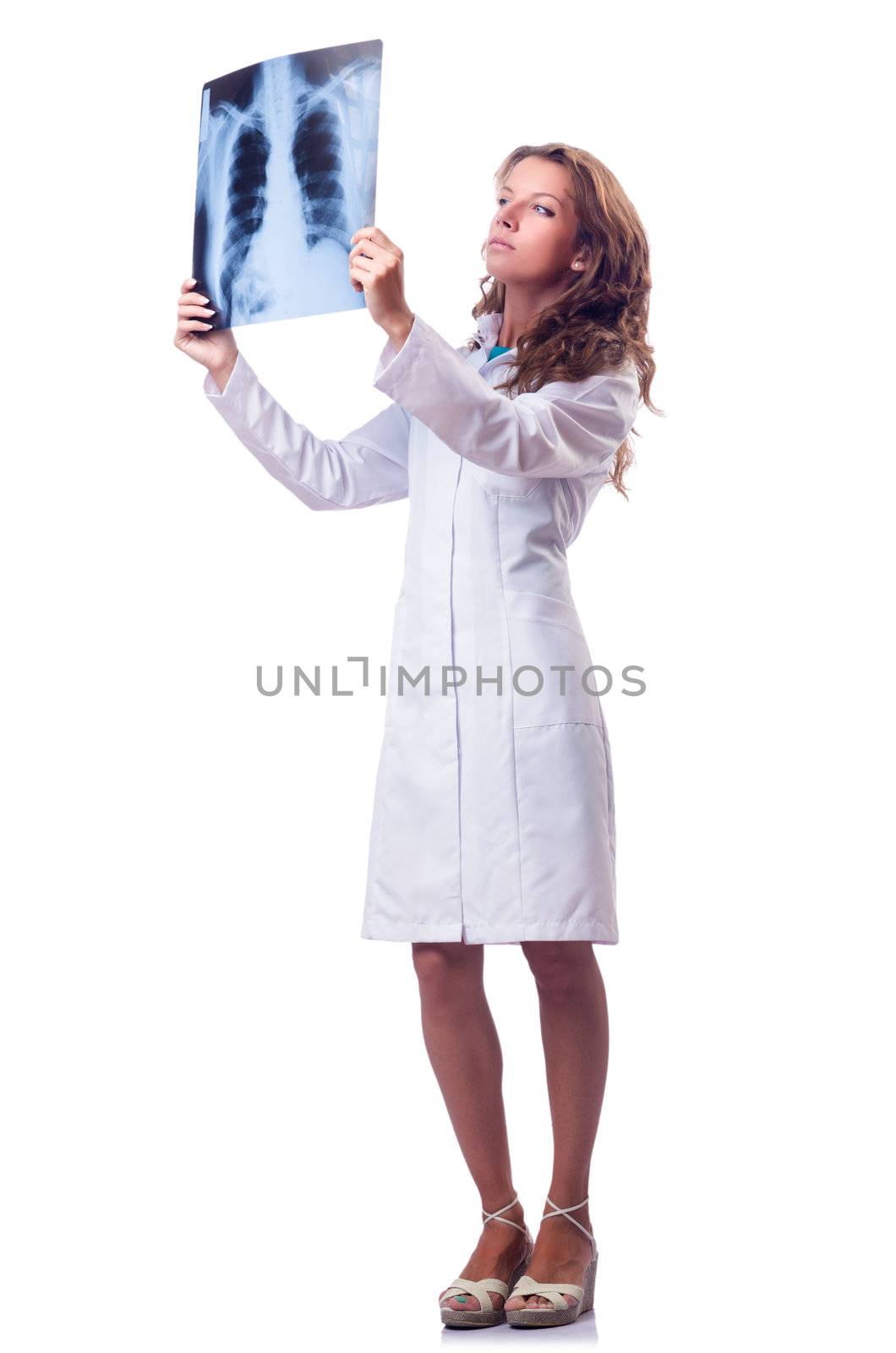 Female doctor with x-ray scan