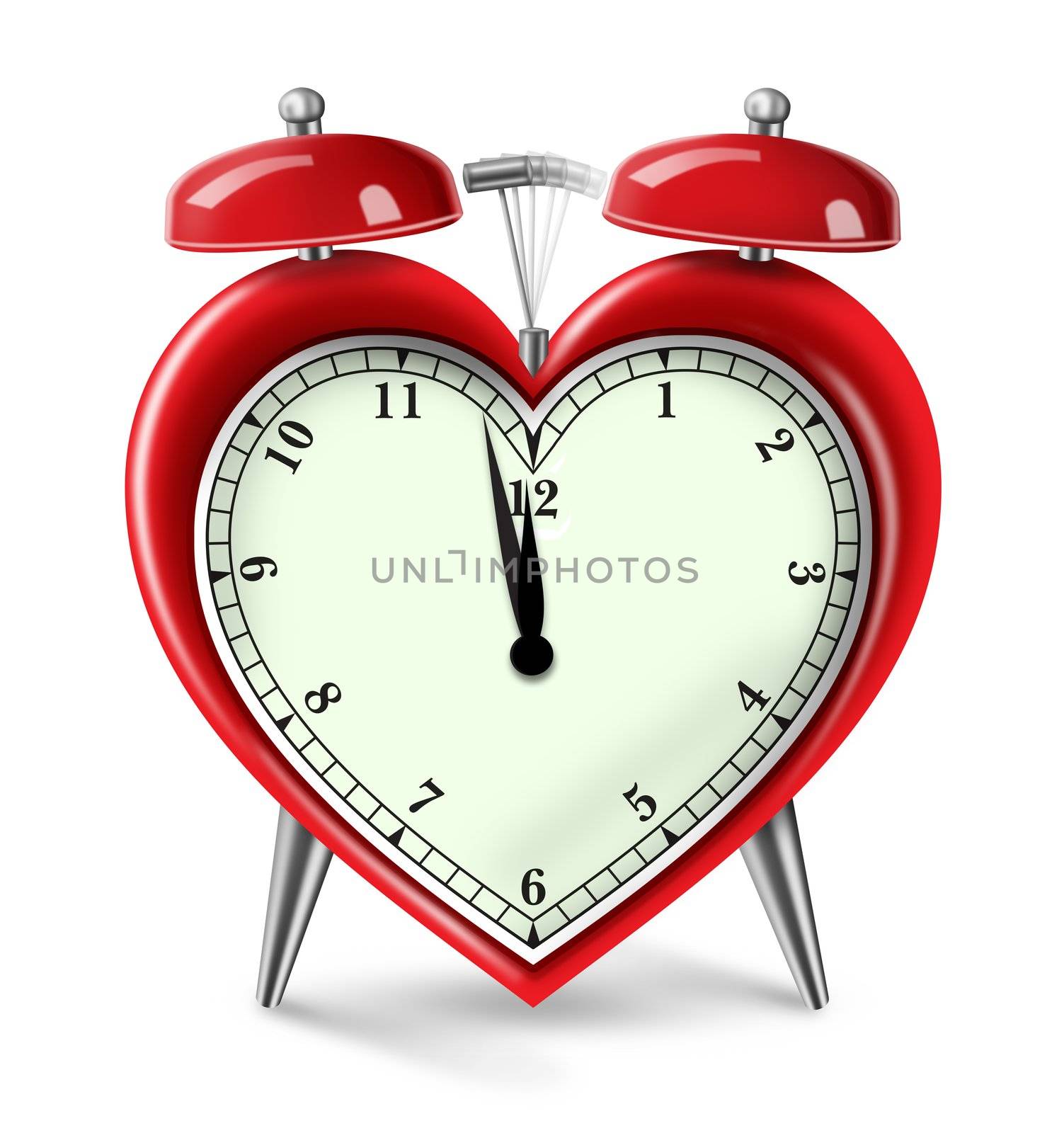 Digital Illustration of a Heart Alarm Clock.