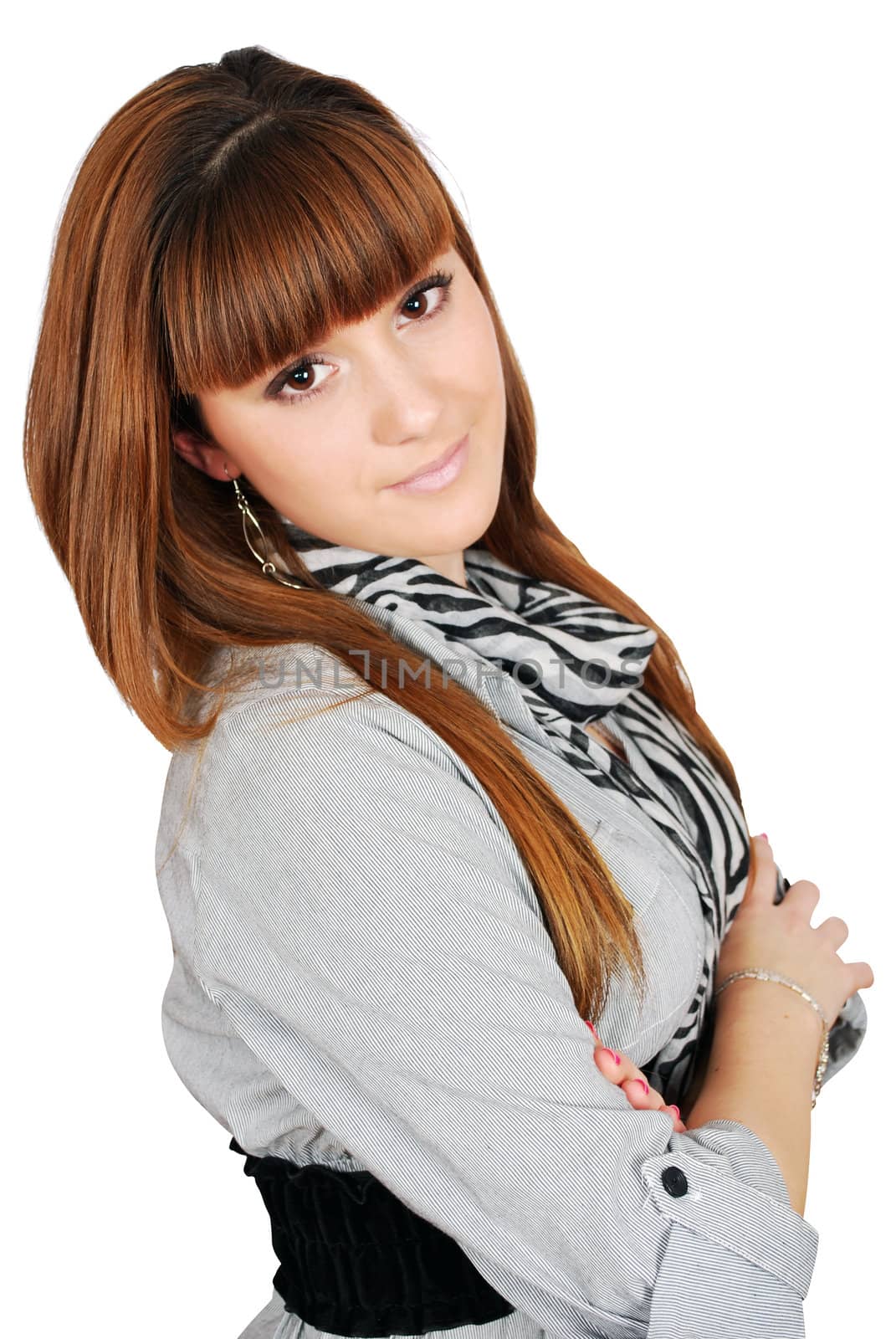 Beauty teenage girl posing studio shot