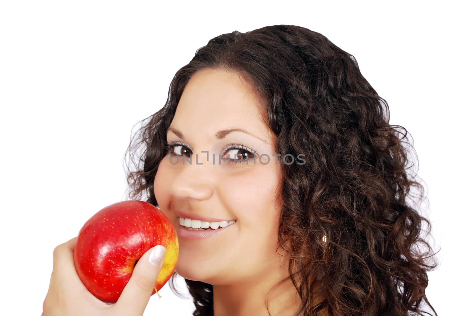 Beauty girl with apple studio shot