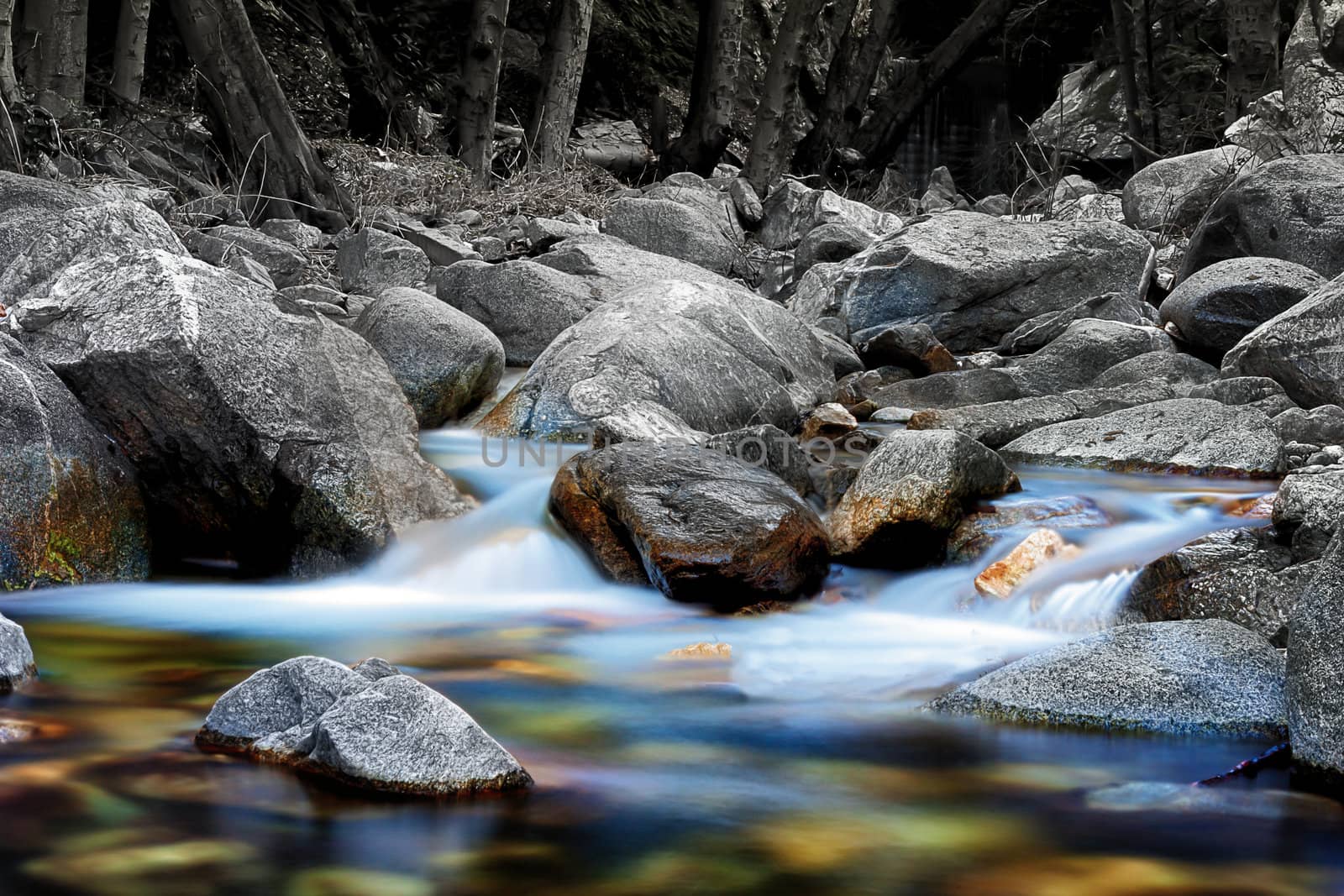 Flowing River over Rocks at Chantry Flats by wolterk