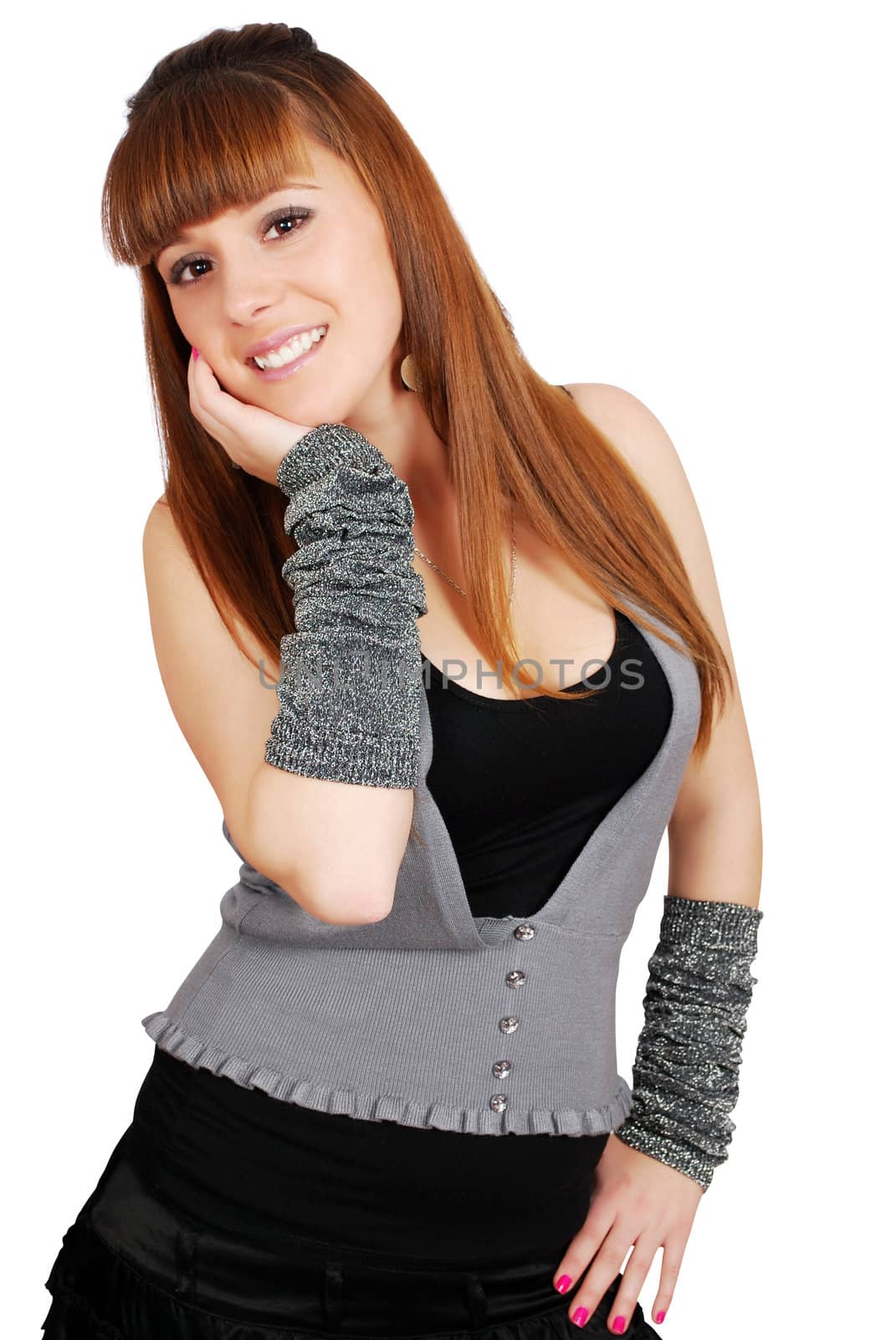 Beautiful teenage girl posing studio shot