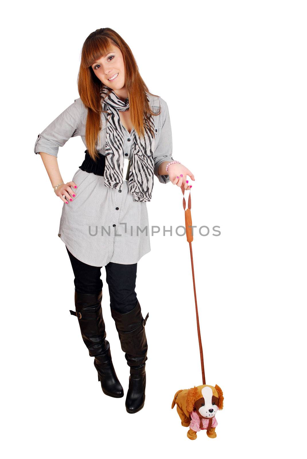 girl with little puppy toy