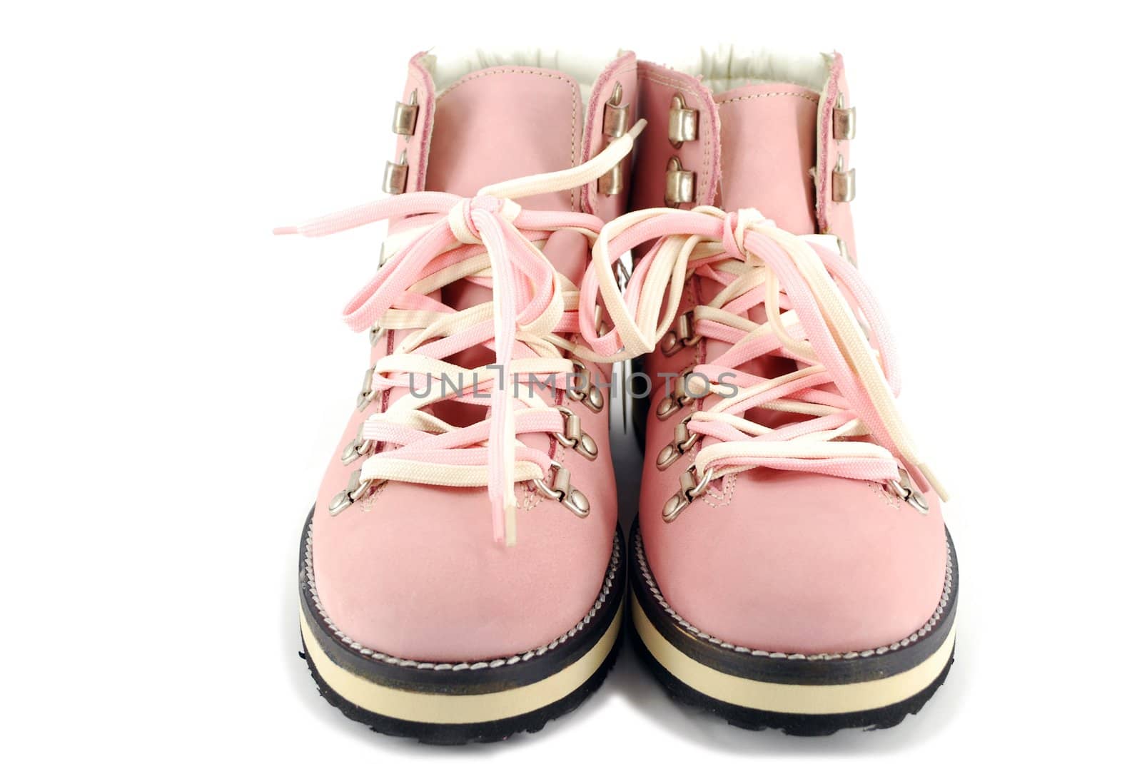woman pink hiking boots front view