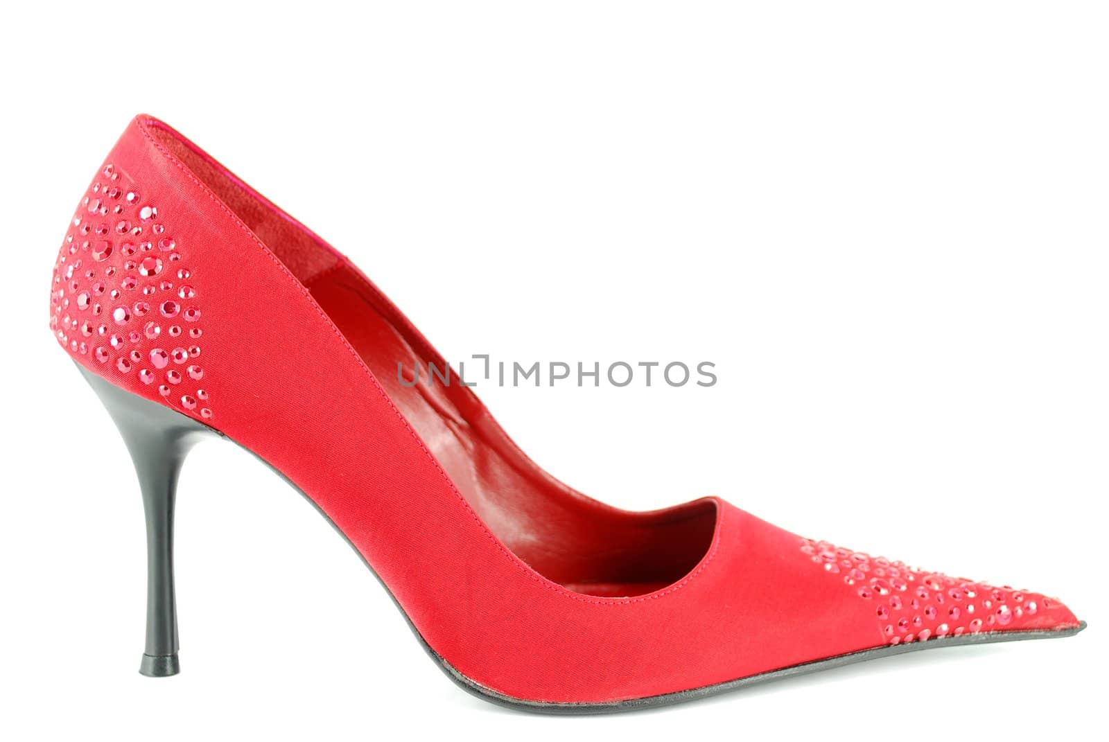 woman red high heel shoe