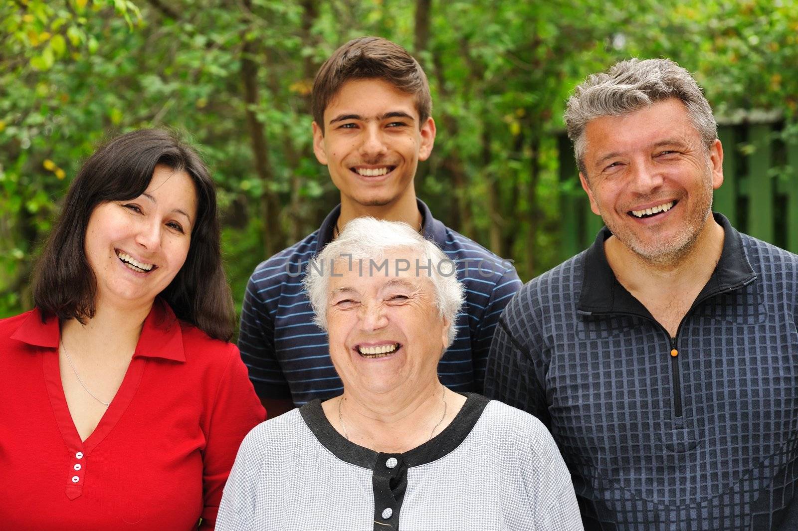 Three generation happy smiling family