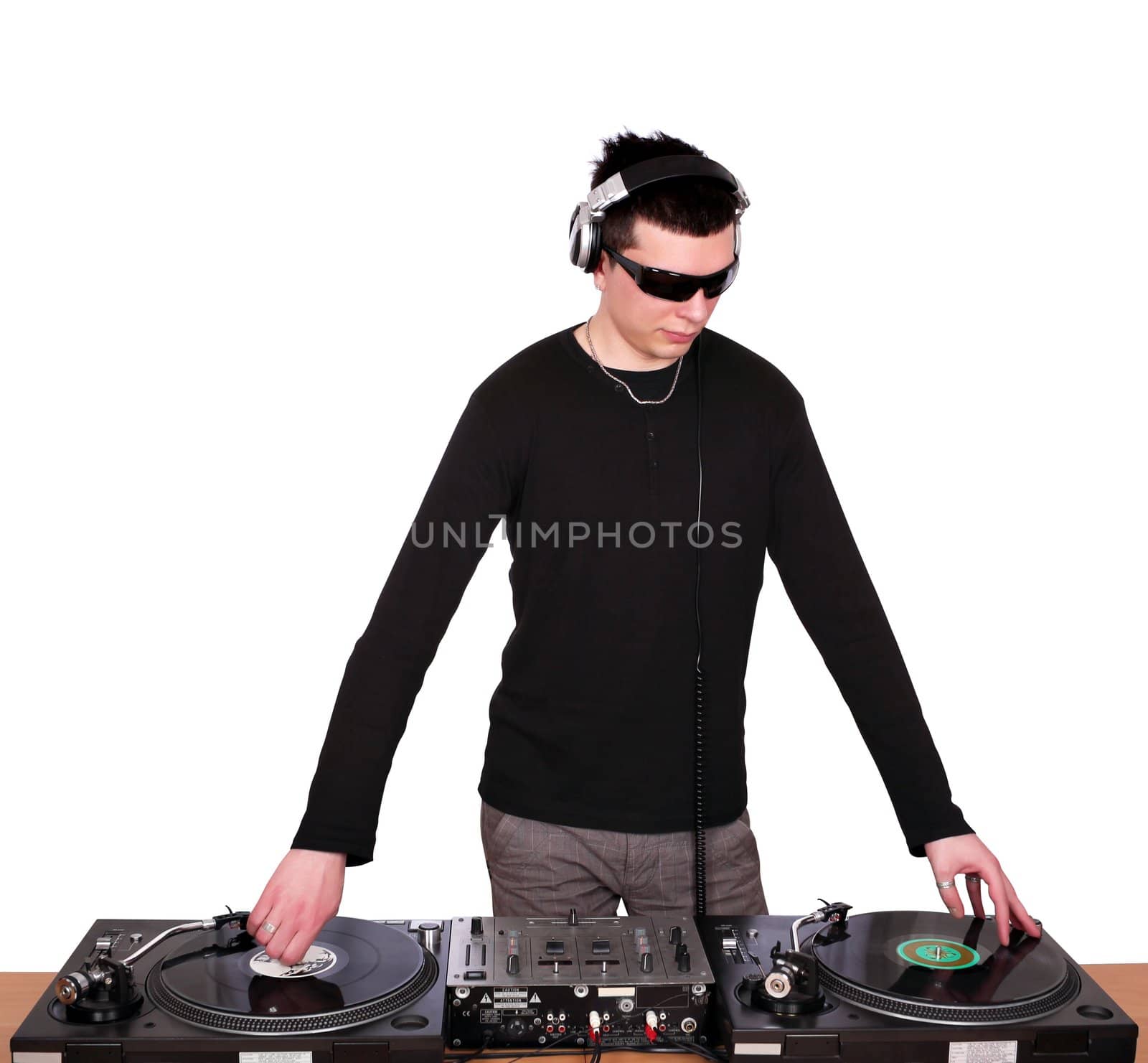dj with sunglasses play music
