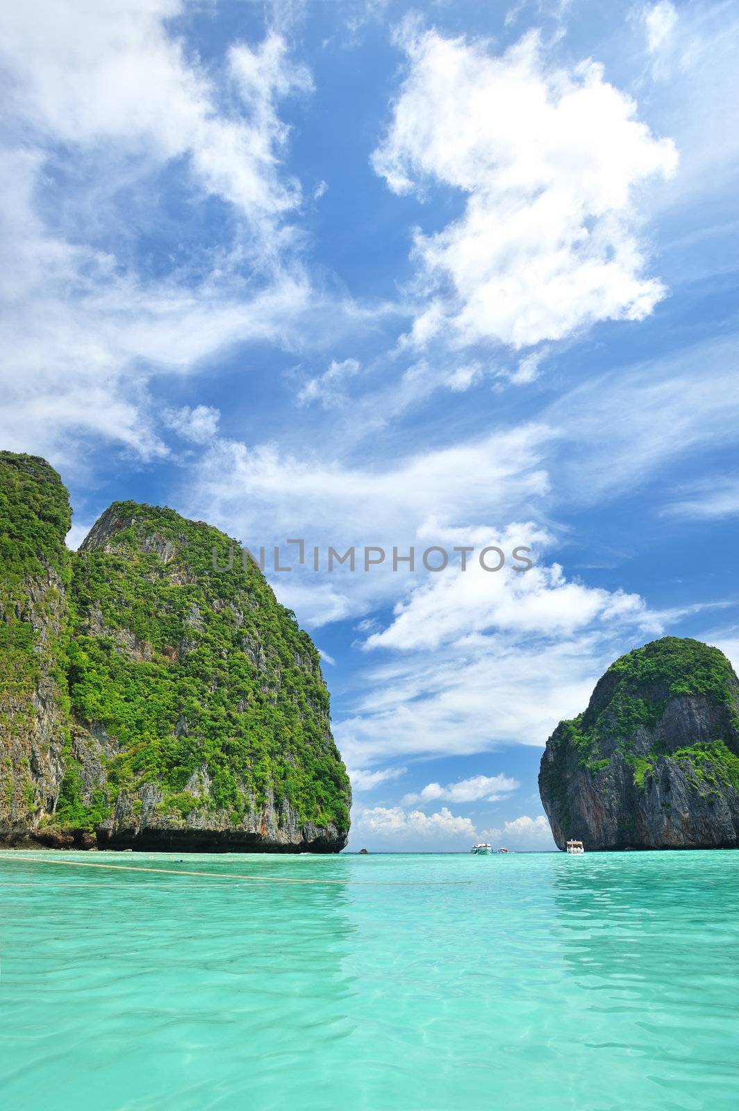 Beautiful lagoon at  Phi Phi Ley island, the exact place where "The Beach" movie was filmed