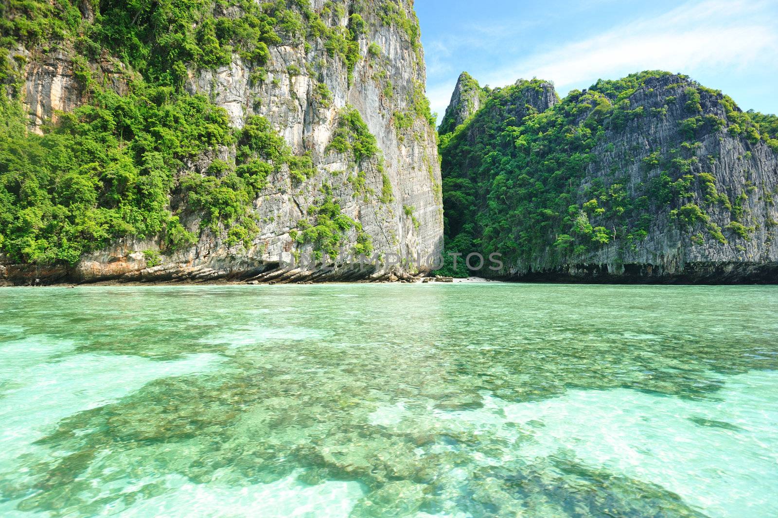 Beautiful lagoon at  Phi Phi Ley island in Thailand