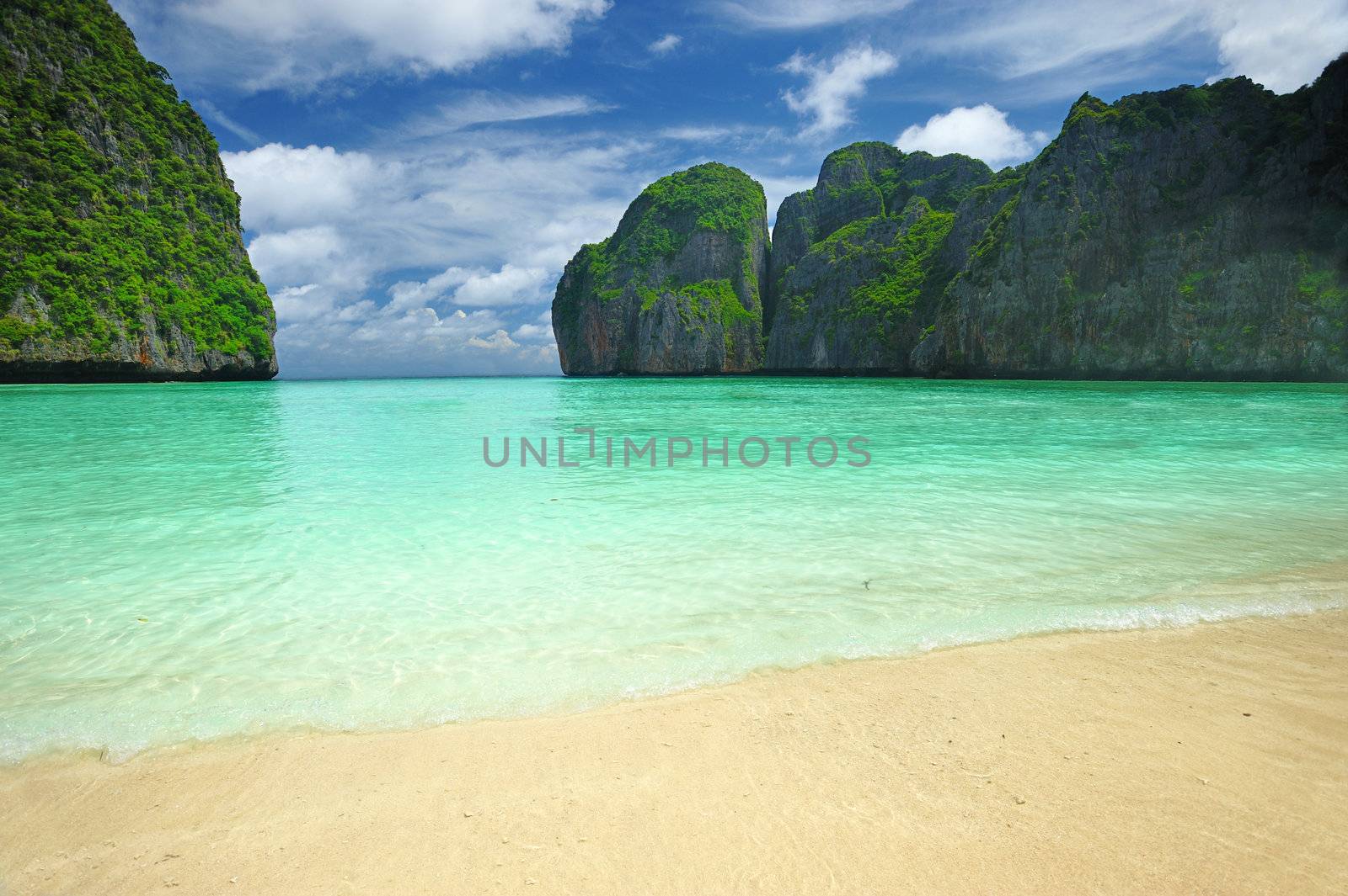 Beautiful lagoon at  Phi Phi Ley island, the exact place where "The Beach" movie was filmed 