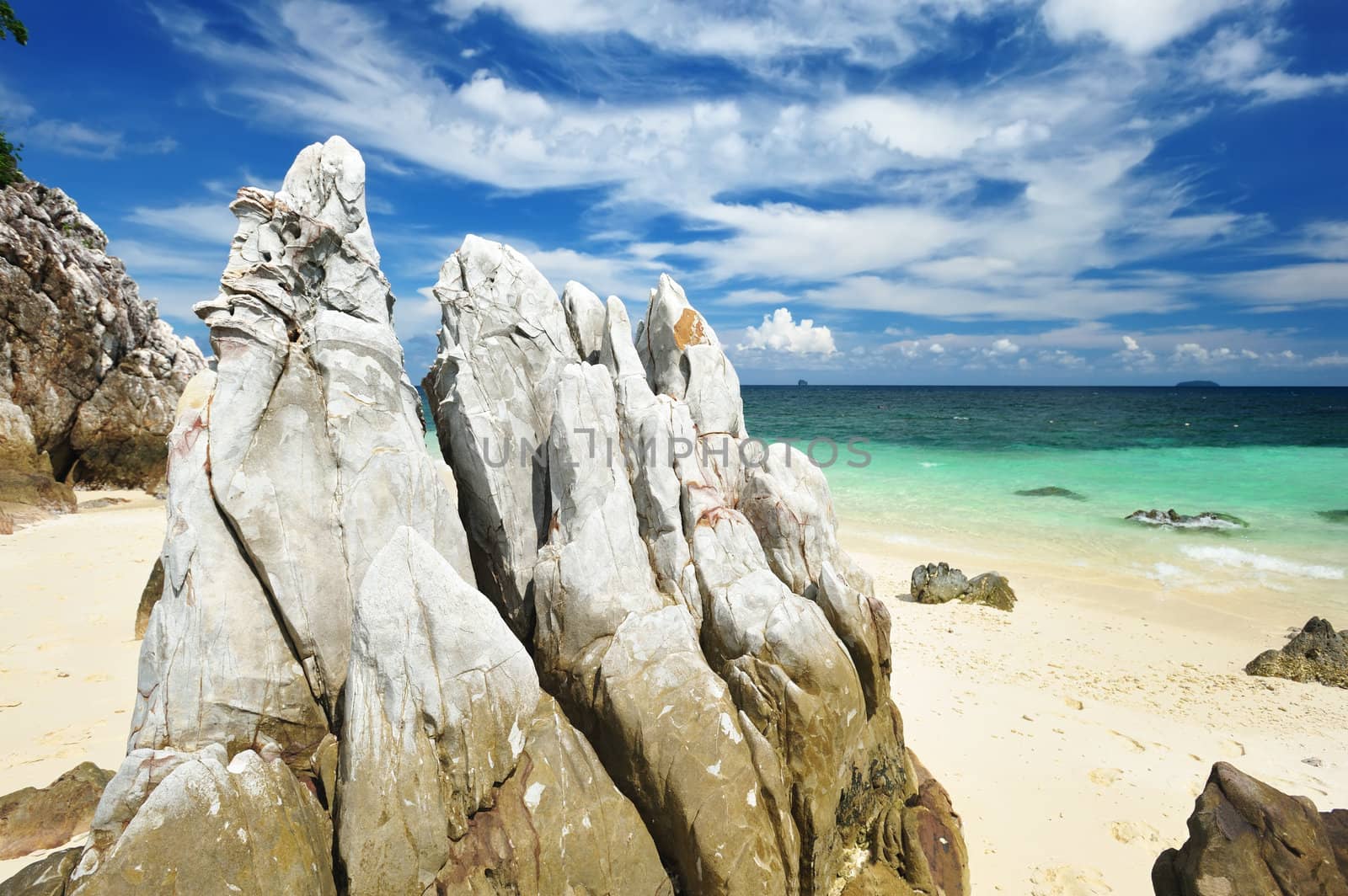 Beautiful rocky beach in thailand