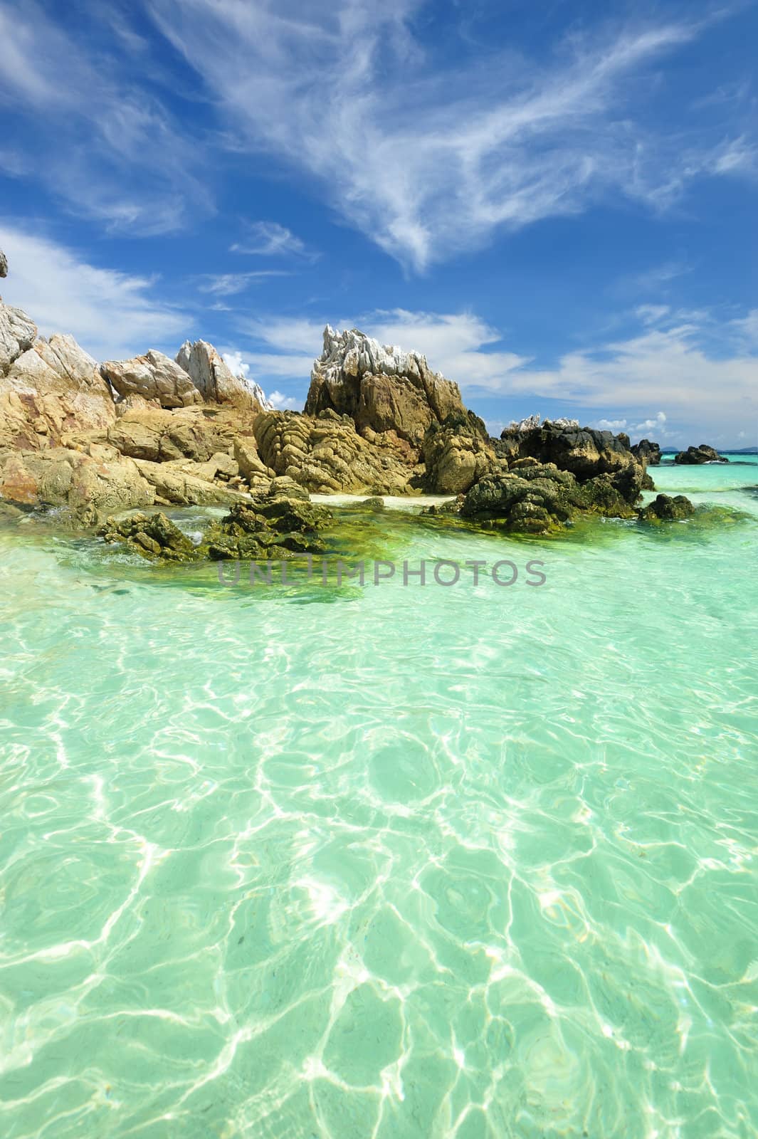 Beautiful rocky beach in thailand