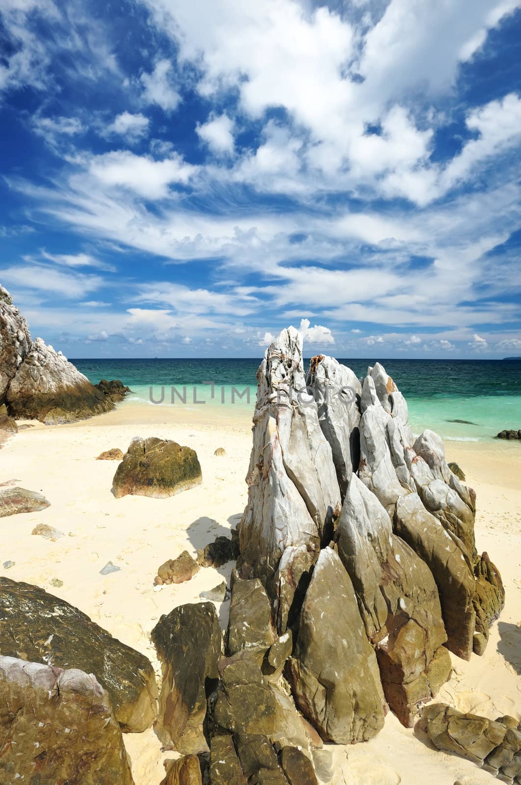 Beautiful rocky beach in thailand