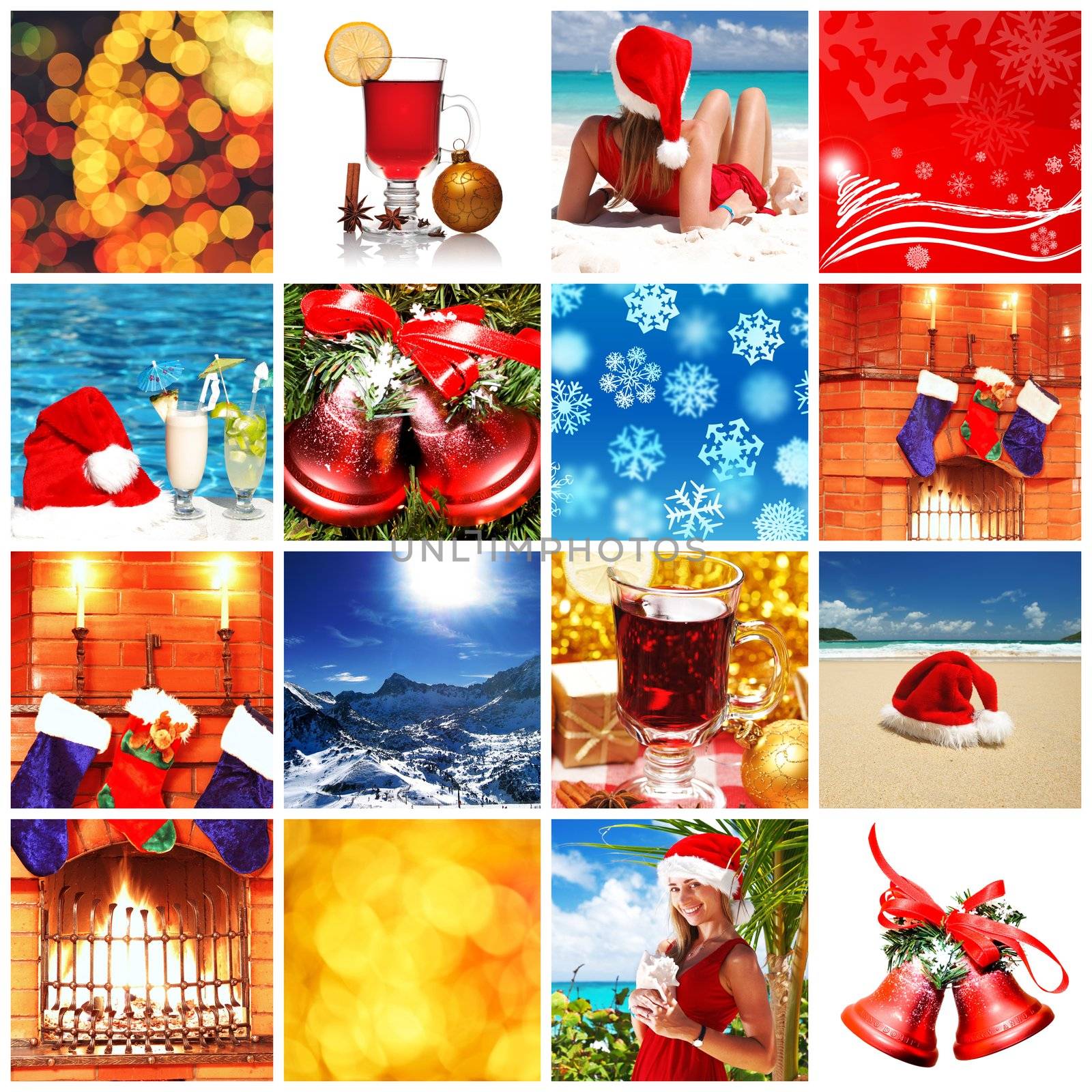 Collage made with christmas shots and illustrations