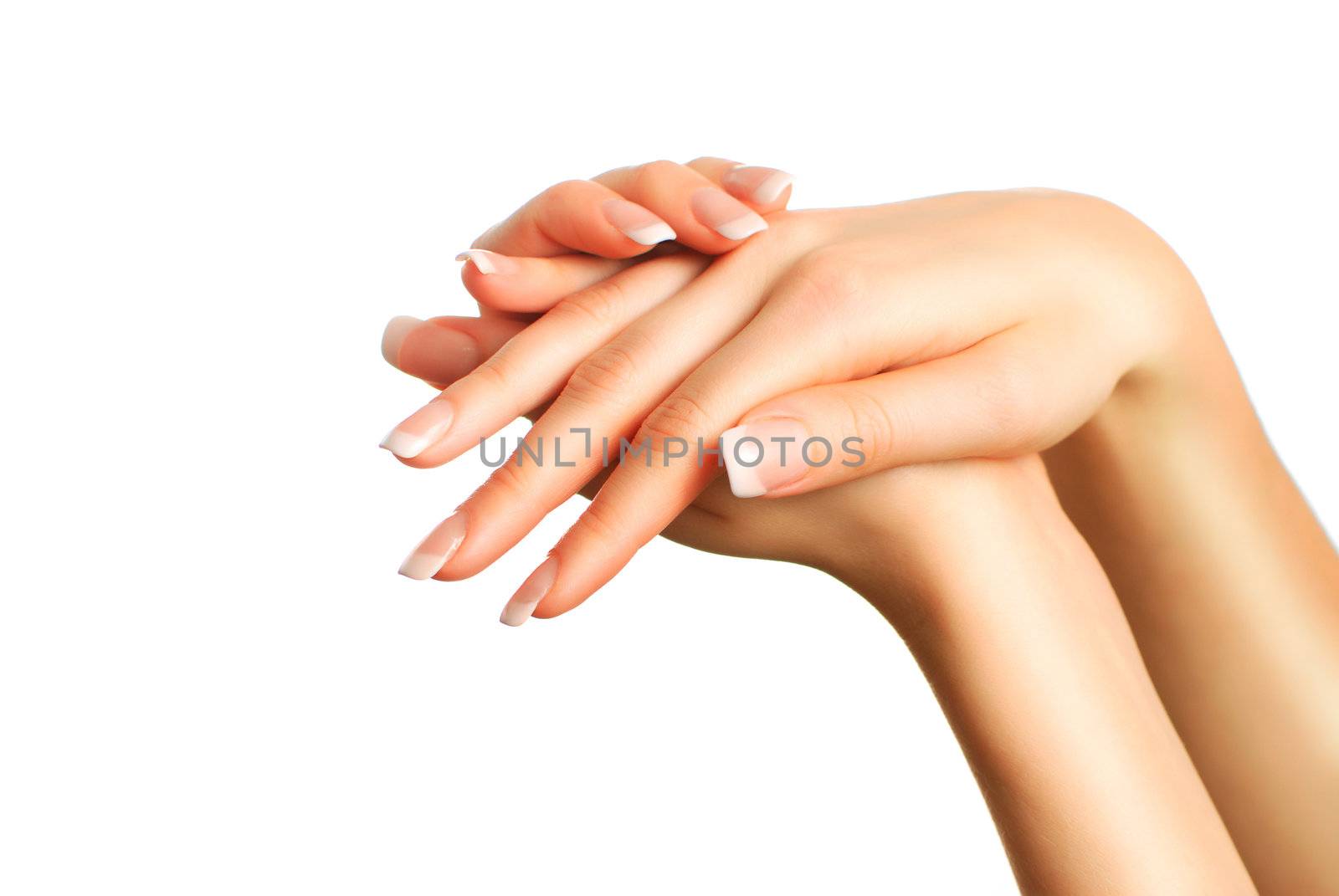 Beautiful female hands with french manicure