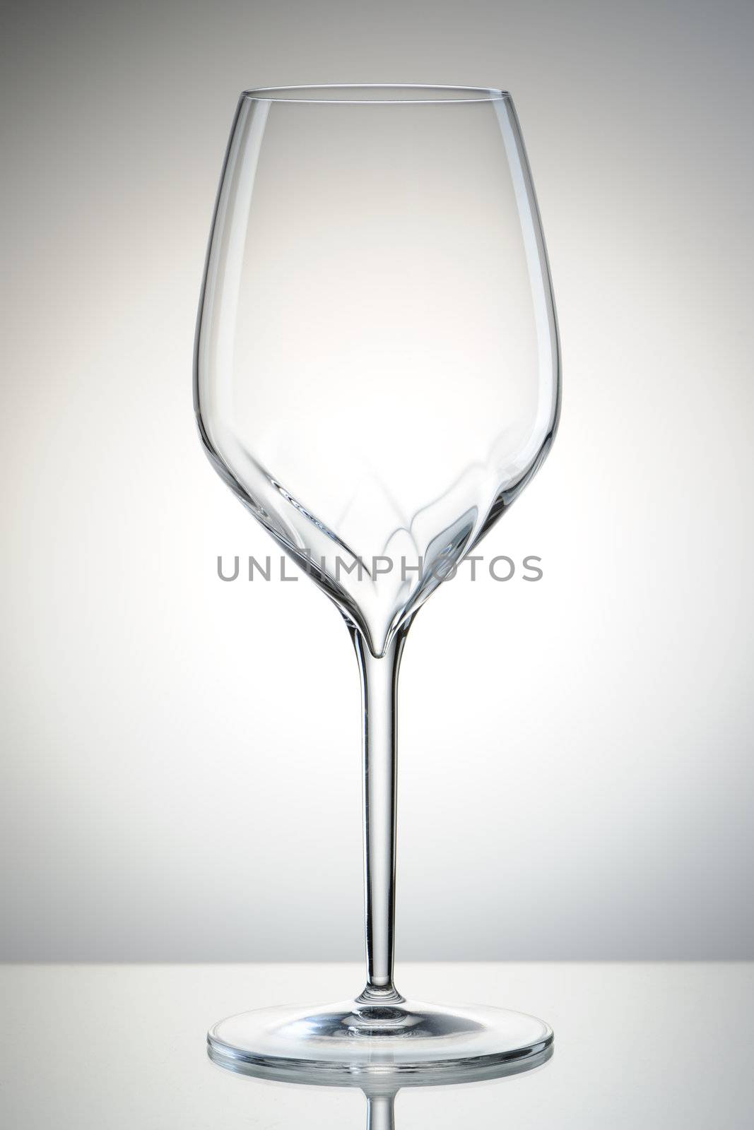 Empty wine glass with reflection