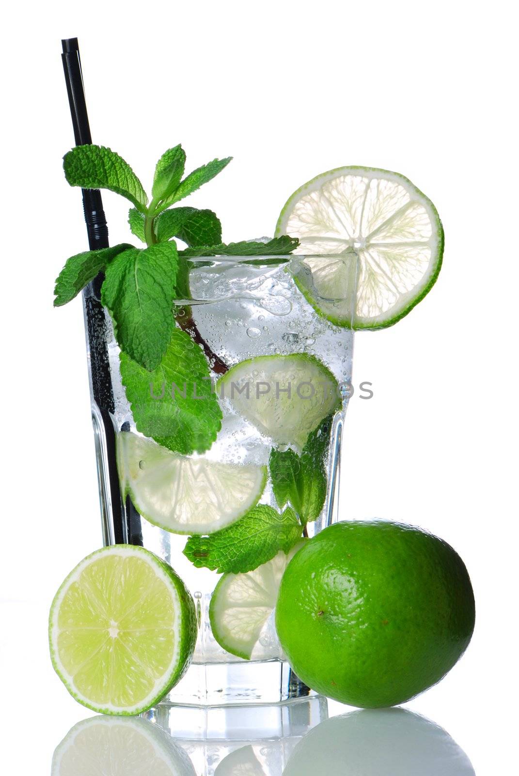 Mojito cocktail isolated on white