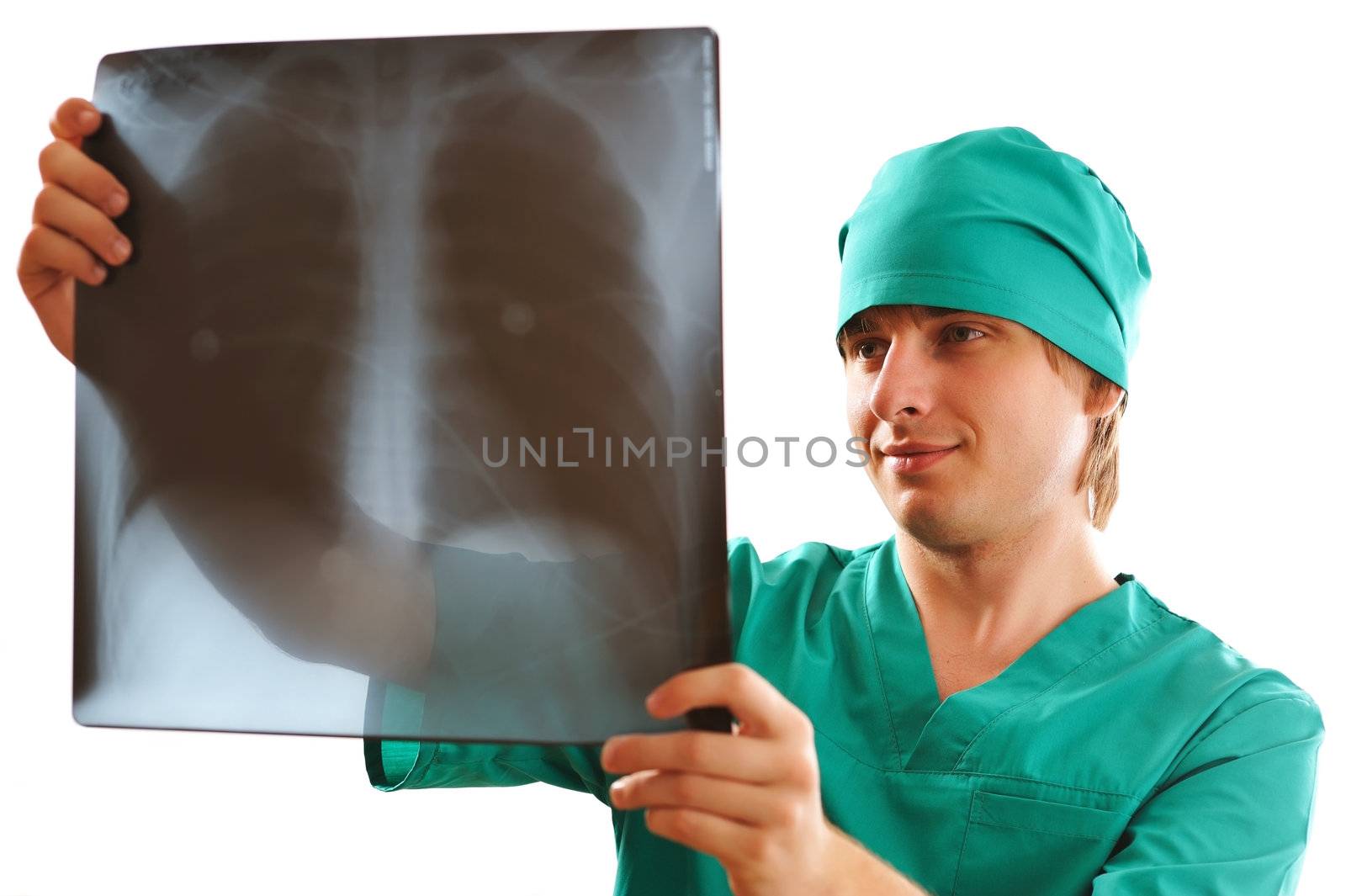 Doctor looking at x-ray by haveseen